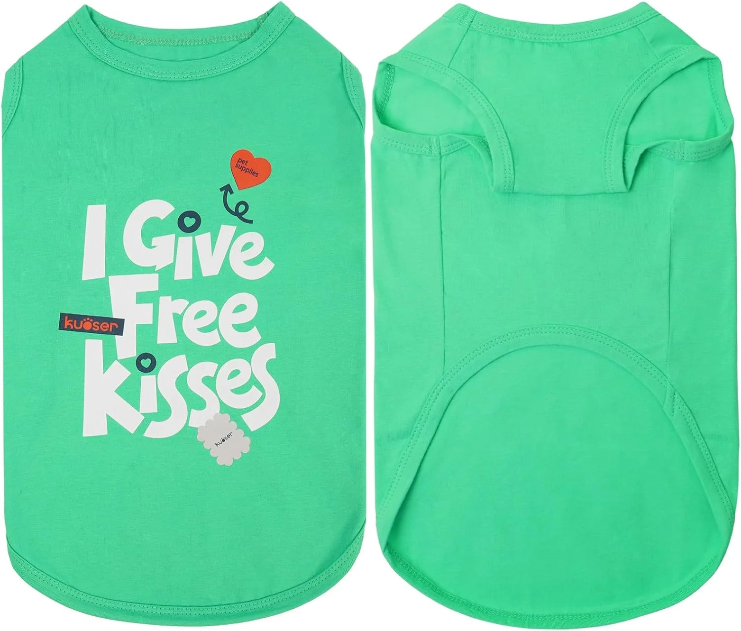 تی‌شرت سگ Kuoser، تی‌شرت چاپی سگ، نرم و تنفس‌پذیر، سویشرت سگ بامزه برای دختران و پسران کوچک، متوسط و بزرگ، لباس خنده‌دار حیوانات خانگی، تاپ بدون آستین سگ، جلیقه، سبز 2XL