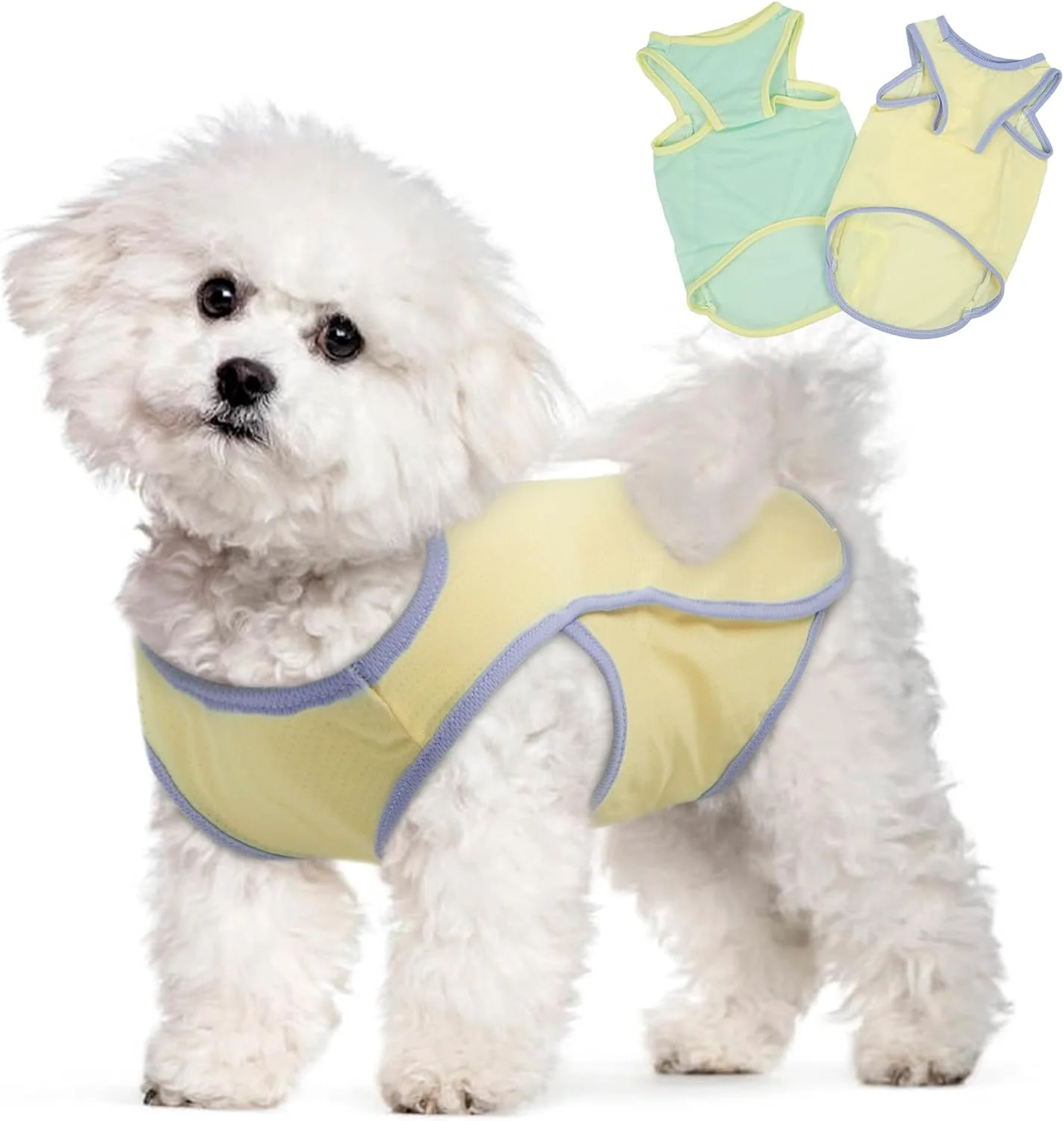 ست 2 عددی تیشرت سگ خنک کننده، جلیقه خنک کننده حیوانات خانگی، تیشرت محافظ آفتاب نرم و تنفسی توله سگ، لباس های سبک وزن تابستانی، تاپ بدون آستین برای سگ ها، زرد و سبز سایز M ست 2 عددی تیشرت سگ خنک کننده، جلیقه خنک کننده حیوانات خانگی، تیشرت محافظ آفتاب نرم و تنفسی توله سگ، لباس های سبک وزن تابستانی، تاپ بدون آستین برای سگ ها، زرد و سبز سایز M