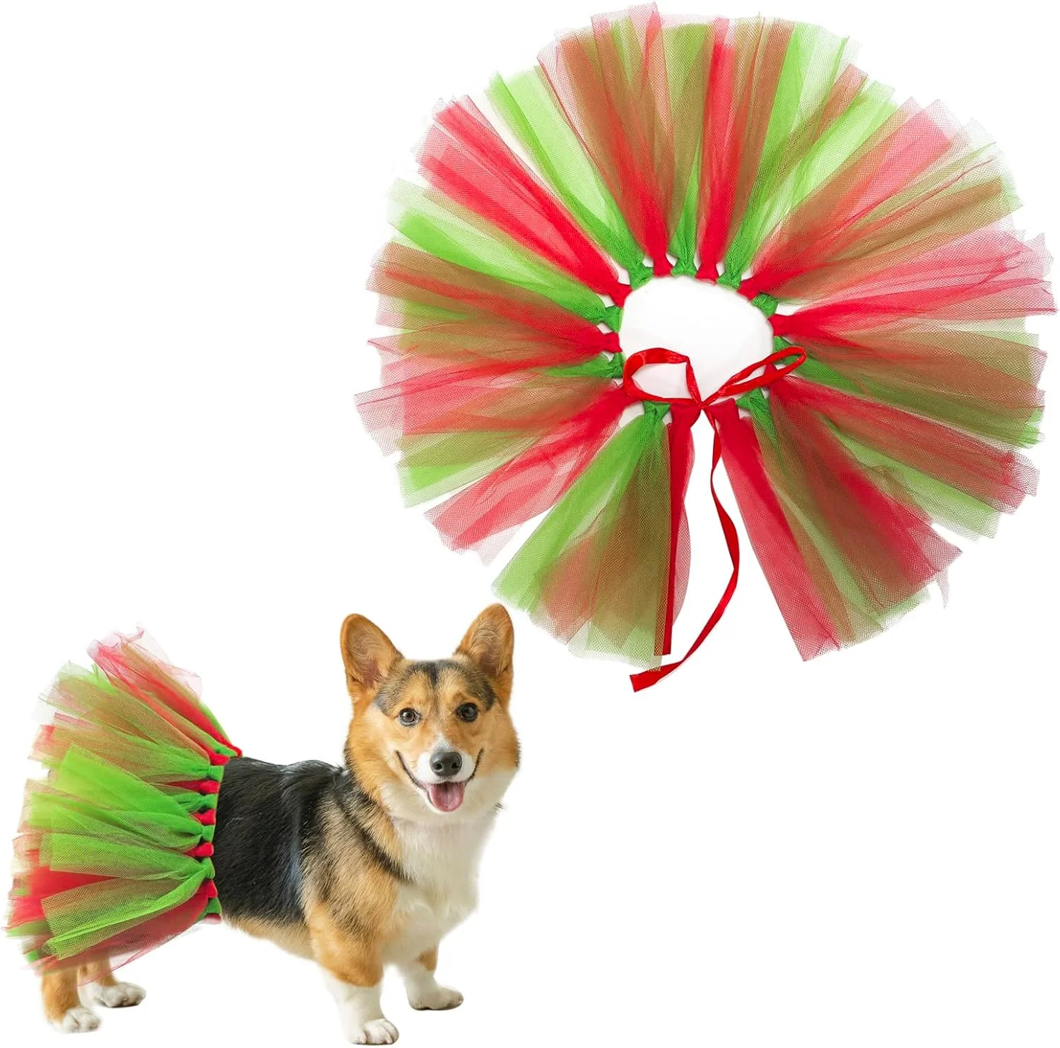 دامن توتو سگ کریسمس LERTREEUK، لباس توری و گیپور سبز و قرمز برای مهمانی کریسمس و لباس های فانتزی دامن توتو سگ کریسمس LERTREEUK، لباس توری و گیپور سبز و قرمز برای مهمانی کریسمس و لباس های فانتزی