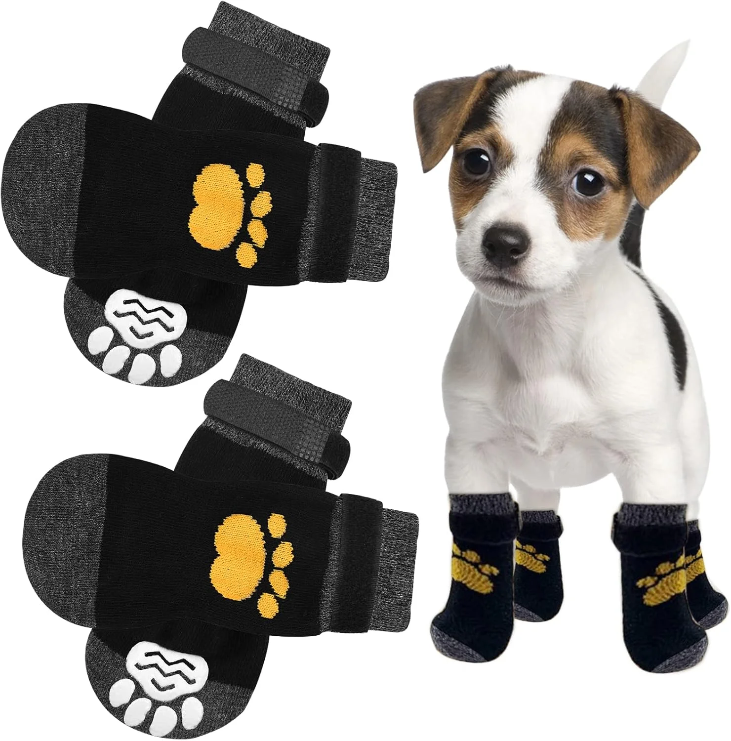2 جفت جوراب سگ ضد لغزش، محافظ پنجه حیوانات خانگی، جوراب پنجه سگ، کفش سگ، دمپایی سگ با بند قابل تنظیم برای توله سگ، مناسب برای پیاده روی در فضای داخلی و خارجی روی سطوح سخت 2 جفت جوراب سگ ضد لغزش، محافظ پنجه حیوانات خانگی، جوراب پنجه سگ، کفش سگ، دمپایی سگ با بند قابل تنظیم برای توله سگ، مناسب برای پیاده روی در فضای داخلی و خارجی روی سطوح سخت