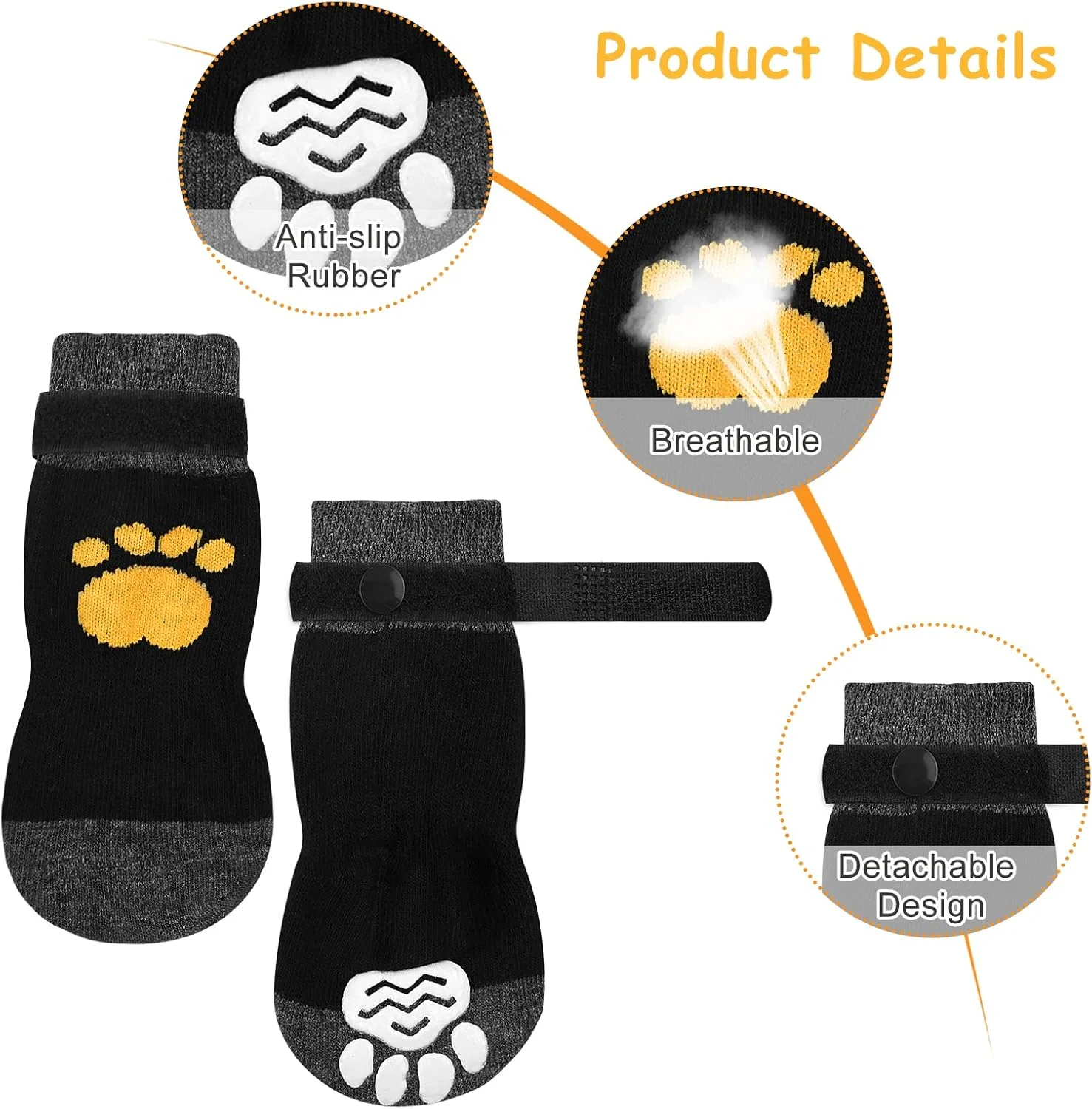 2 جفت جوراب سگ ضد لغزش، محافظ پنجه حیوانات خانگی، جوراب پنجه سگ، کفش سگ، دمپایی سگ با بند قابل تنظیم برای توله سگ، مناسب برای پیاده روی در فضای داخلی و خارجی روی سطوح سخت 2 جفت جوراب سگ ضد لغزش، محافظ پنجه حیوانات خانگی، جوراب پنجه سگ، کفش سگ، دمپایی سگ با بند قابل تنظیم برای توله سگ، مناسب برای پیاده روی در فضای داخلی و خارجی روی سطوح سخت