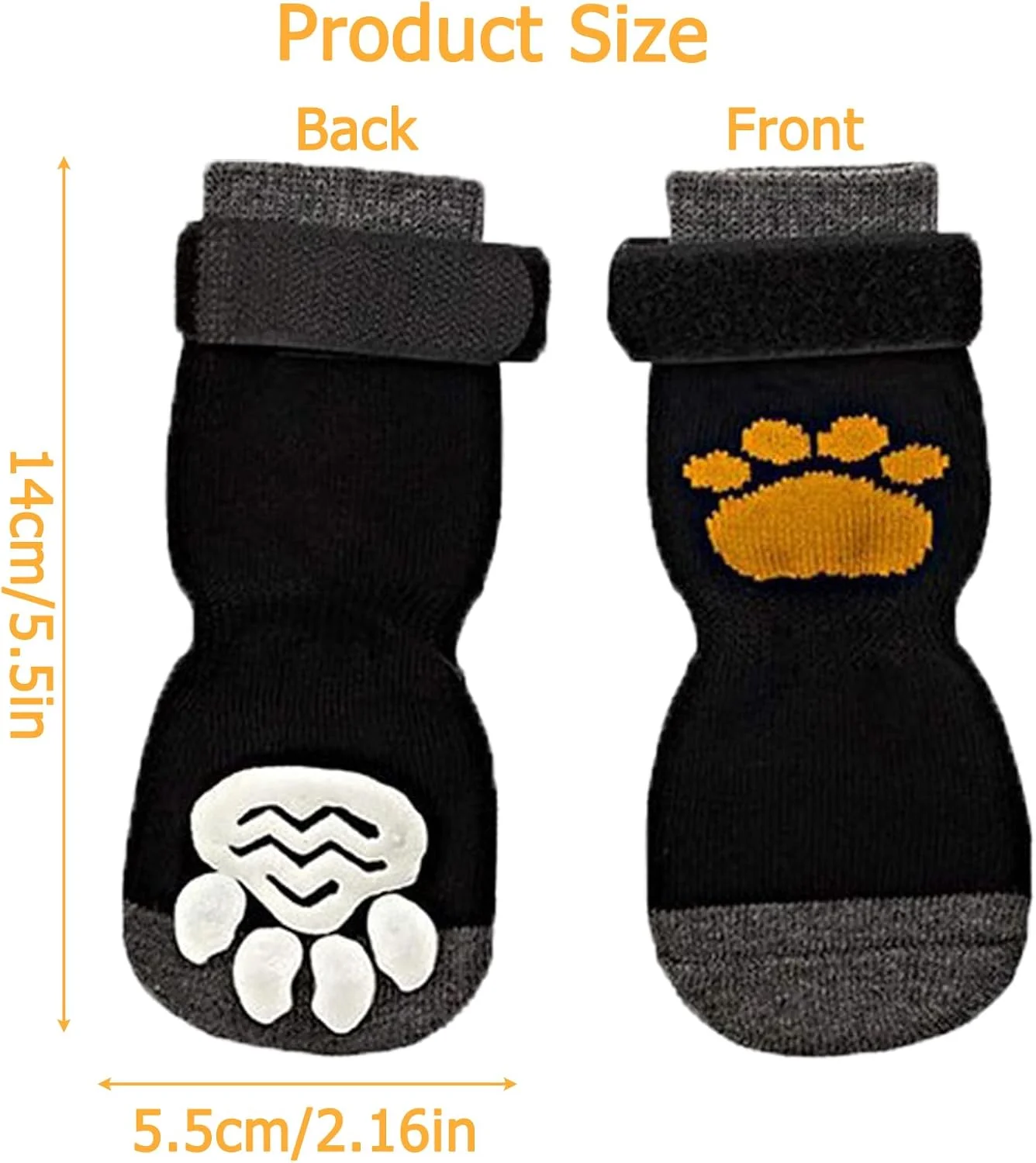 دو جفت جوراب سگ، محافظت از پنجه های آسیب دیده، چکمه های چسبان حیوانات خانگی با بند قابل تنظیم برای پیاده روی در فضای داخلی و خارجی (M)