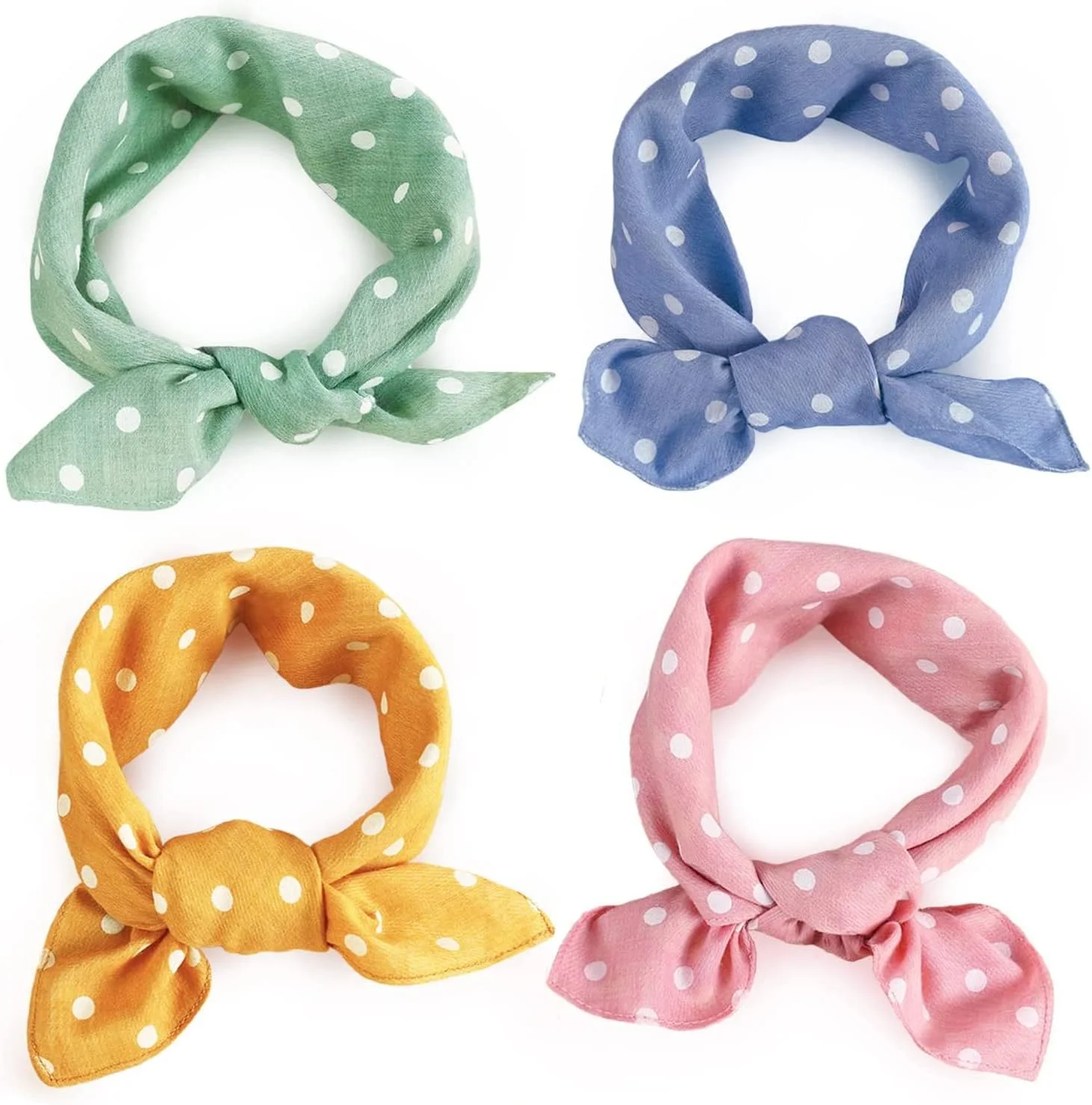 دستمال گردن سگ - 4 عدد هدیه تولد پنبه نرم دستمال سر توله سگ پیش بند روزانه قابل شستشو صورتی سبز آبی نارنجی شال گردن راحت، لوازم جانبی قابل تنظیم برای سگ گربه حیوان خانگی کوچک متوسط بزرگ دختر پسر