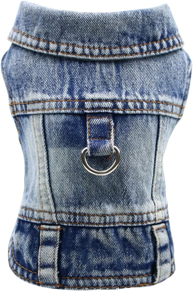 کت جین سگ LKEX، پیراهن جین آبی یقه کلاسیک، جلیقه، لباس سگ، تیشرت توله سگ، تاپ راحت، لباس خنک، لباس حیوانات خانگی شسته شده برای سگ های پسر و دختر (با حلقه D، متوسط) کت جین سگ LKEX، پیراهن جین آبی یقه کلاسیک، جلیقه، لباس سگ، تیشرت توله سگ، تاپ راحت، لباس خنک، لباس حیوانات خانگی شسته شده برای سگ های پسر و دختر (با حلقه D، متوسط)