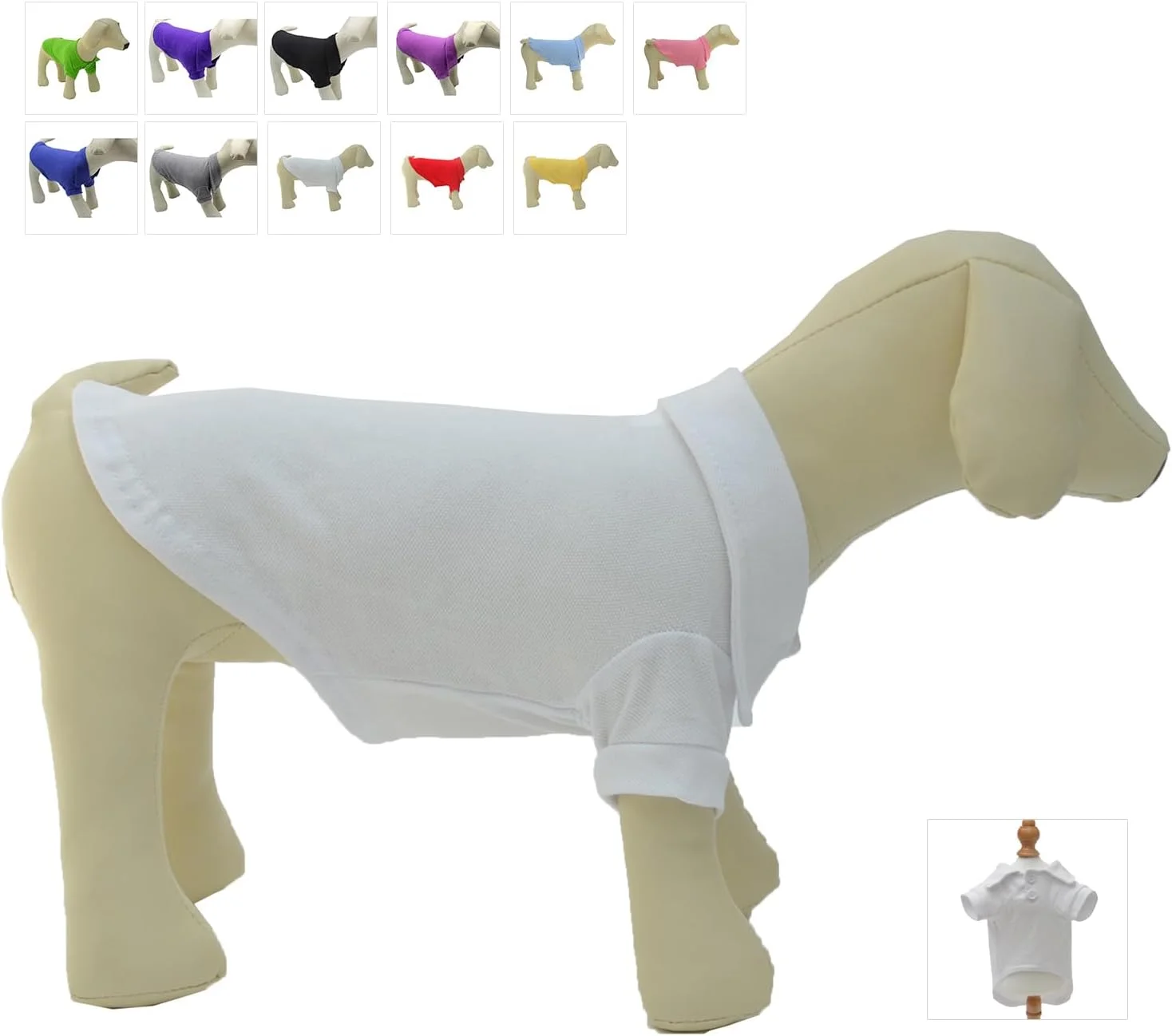 پولوشرت های سگ Lovelonglong، پنبه ممتاز، تی شرت های پولو برای سگ های بزرگ، متوسط و کوچک با یقه دو دکمه ای، رنگ ساده (L (-18lbs)، سفید) پولوشرت های سگ Lovelonglong، پنبه ممتاز، تی شرت های پولو برای سگ های بزرگ، متوسط و کوچک با یقه دو دکمه ای، رنگ ساده (L (-18lbs)، سفید)