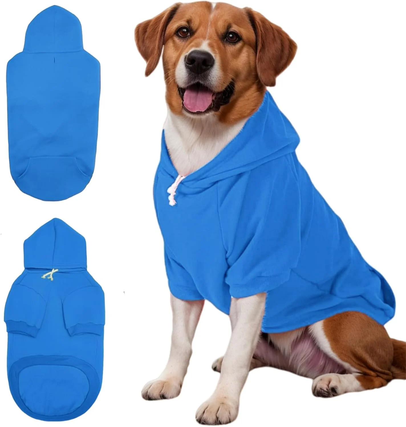 هودی سگ Mfiker با سوراخ قلاده برای سگ های بزرگ، لباس گرم زمستانی سگ های بزرگ، هودی کت برای سگ و گربه های متوسط بزرگ (هودی آبی سگ، 3XL)