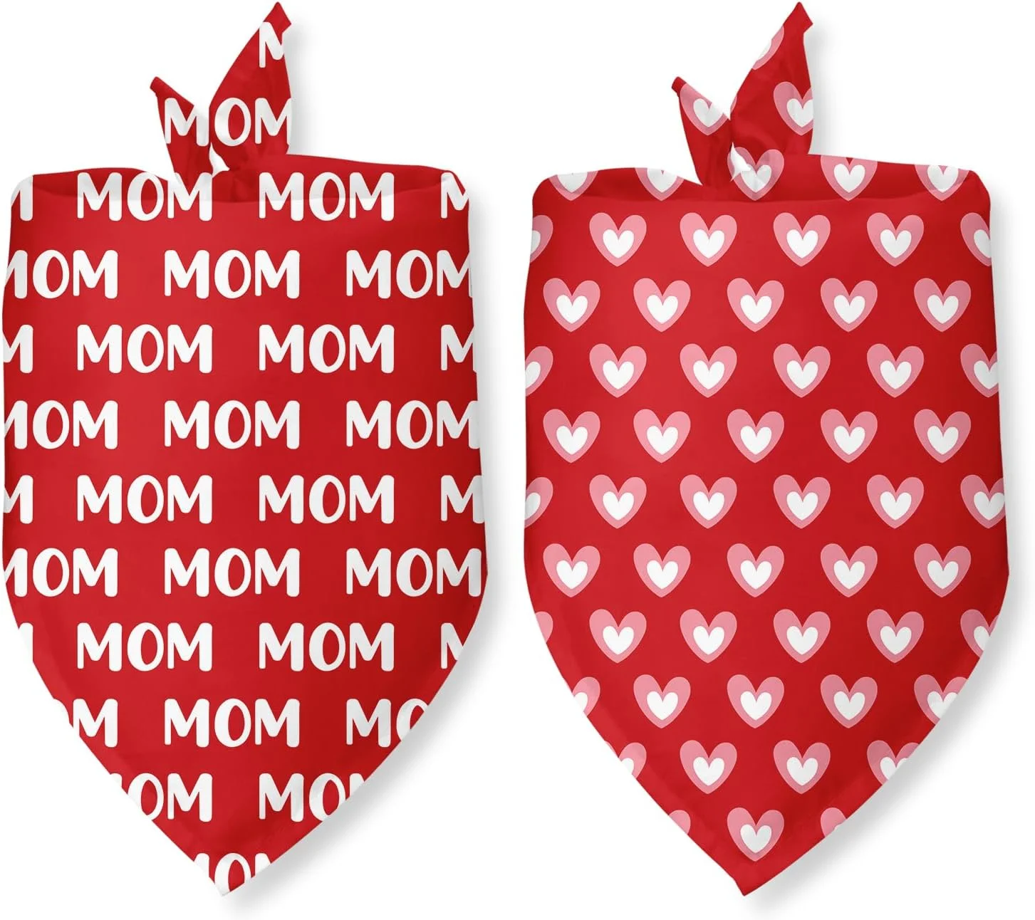 ست 2 عددی دستمال گردن سگ برای روز مادر، دستمال گردن حیوانات خانگی طرح "روز مادر مبارک، من مادرم را دوست دارم" با طرح قلب، مناسب سگ و گربه های کوچک و متوسط برای روز مادر و روز ولنتاین