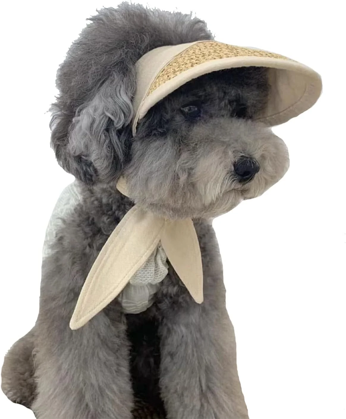 کلاه حصیری دست ساز سگ MuYaoPet، کلاه آفتابگیر سگ، کلاه لبه دار قابل تنظیم برای مهمانی ساحلی سگ های کوچک و متوسط مانند یورکی، چیواوا، بولداگ، کورگی (کوچک، بژ)