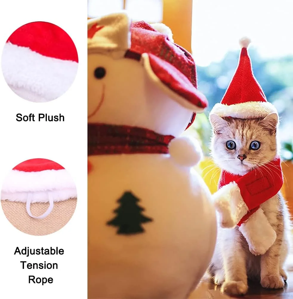 لباس کریسمس حیوانات خانگی کوچک NeoStyle، کلاه بابانوئل گربه با شال گردن، لباس گوزن شمالی سگ، شاخ گوزن شمالی کریسمس با گوش، شنل سبز (فقط کلاه قرمز) لباس کریسمس حیوانات خانگی کوچک NeoStyle، کلاه بابانوئل گربه با شال گردن، لباس گوزن شمالی سگ، شاخ گوزن شمالی کریسمس با گوش، شنل سبز (فقط کلاه قرمز)