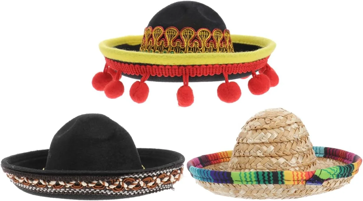 نولیتوی 3 عدد کلاه سمبررو حیوانات خانگی برای هالووین، سبک مکزیکی، لباس سگ و گربه، کلاه تزیینی زیبا و گرم برای مهمانی ها، طرح های تصادفی