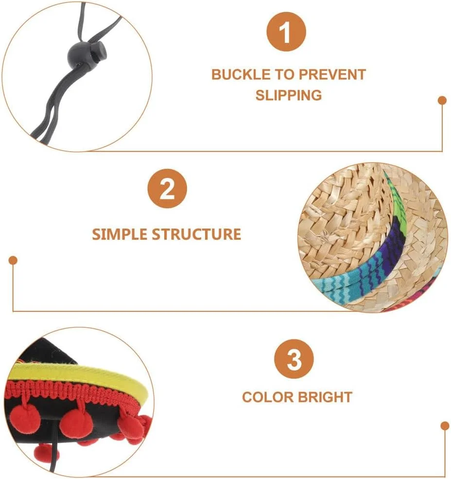 نولیتوی 3 عدد کلاه سمبررو حیوانات خانگی برای هالووین، سبک مکزیکی، لباس سگ و گربه، کلاه تزیینی زیبا و گرم برای مهمانی ها، طرح های تصادفی