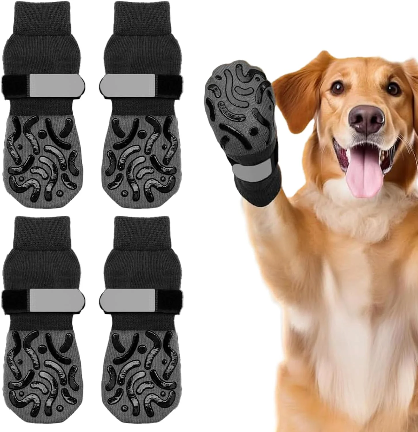۲ جفت جوراب سگ ضد لغزش، جوراب سگ WideSmart، محافظت از پنجه، ضد لغزش، بند قابل تنظیم، محافظت از پنجه حیوانات خانگی، برای استفاده در داخل خانه روی سطوح سخت (مشکی، L) ۲ جفت جوراب سگ ضد لغزش، جوراب سگ WideSmart، محافظت از پنجه، ضد لغزش، بند قابل تنظیم، محافظت از پنجه حیوانات خانگی، برای استفاده در داخل خانه روی سطوح سخت (مشکی، L)