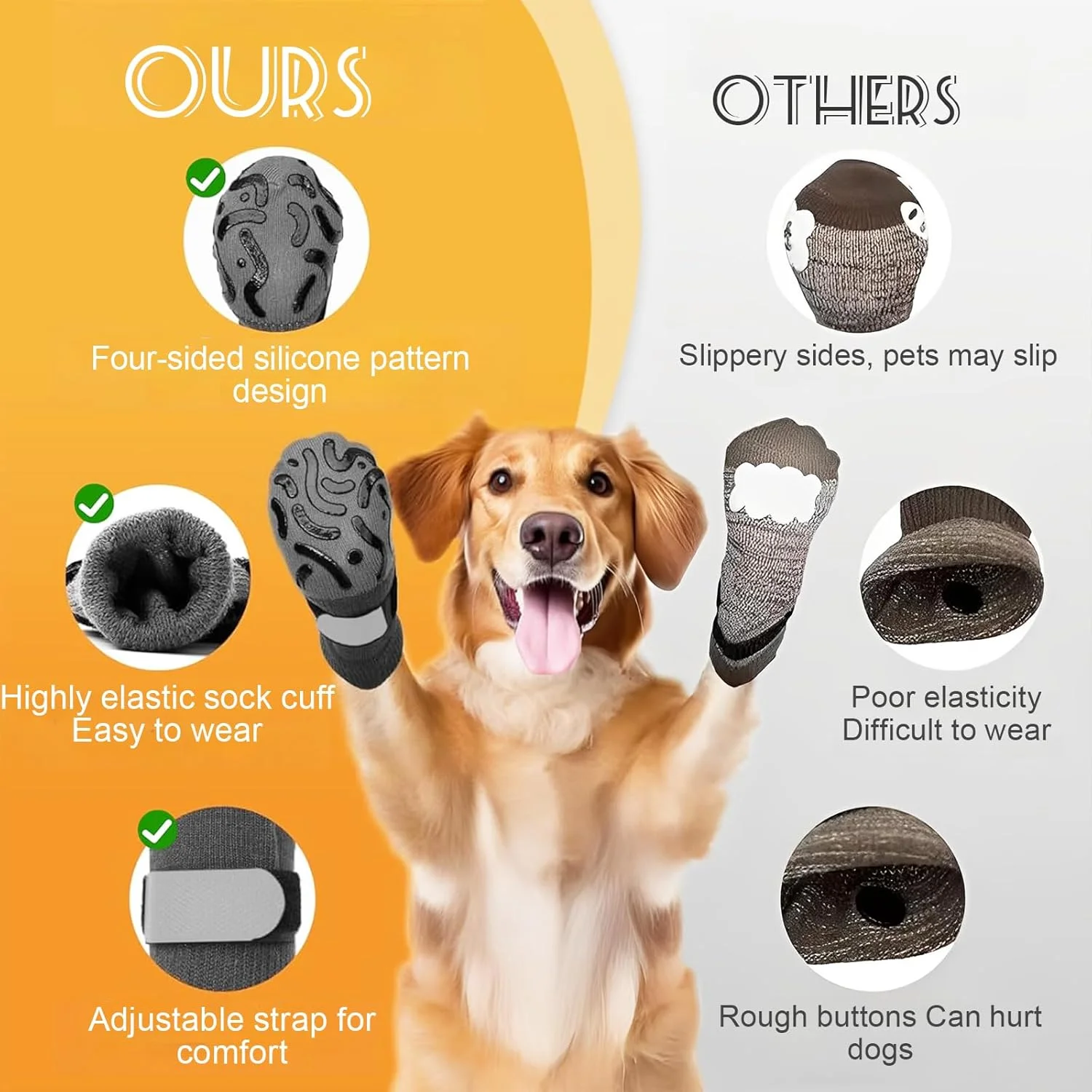 ۲ جفت جوراب سگ ضد لغزش، جوراب سگ WideSmart، محافظت از پنجه، ضد لغزش، بند قابل تنظیم، محافظت از پنجه حیوانات خانگی، برای استفاده در داخل خانه روی سطوح سخت (مشکی، L) ۲ جفت جوراب سگ ضد لغزش، جوراب سگ WideSmart، محافظت از پنجه، ضد لغزش، بند قابل تنظیم، محافظت از پنجه حیوانات خانگی، برای استفاده در داخل خانه روی سطوح سخت (مشکی، L)