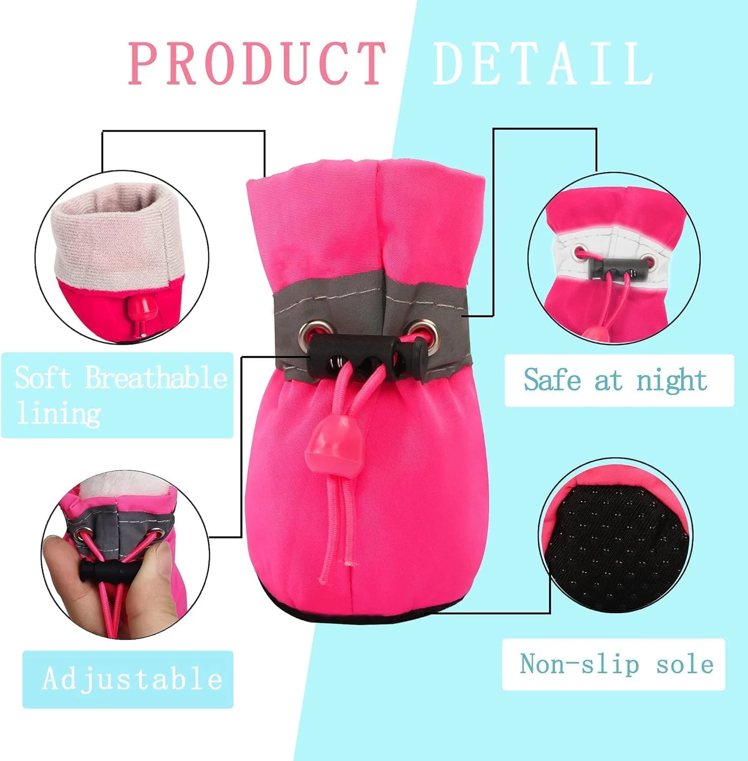 محافظ پنجه سگ Nvzi-b، کفش زمستانی ضد لغزش سگ با نوارهای بازتابنده برای سگ های کوچک و متوسط، سایز 3، 4 عدد، رز محافظ پنجه سگ Nvzi-b، کفش زمستانی ضد لغزش سگ با نوارهای بازتابنده برای سگ های کوچک و متوسط، سایز 3، 4 عدد، رز