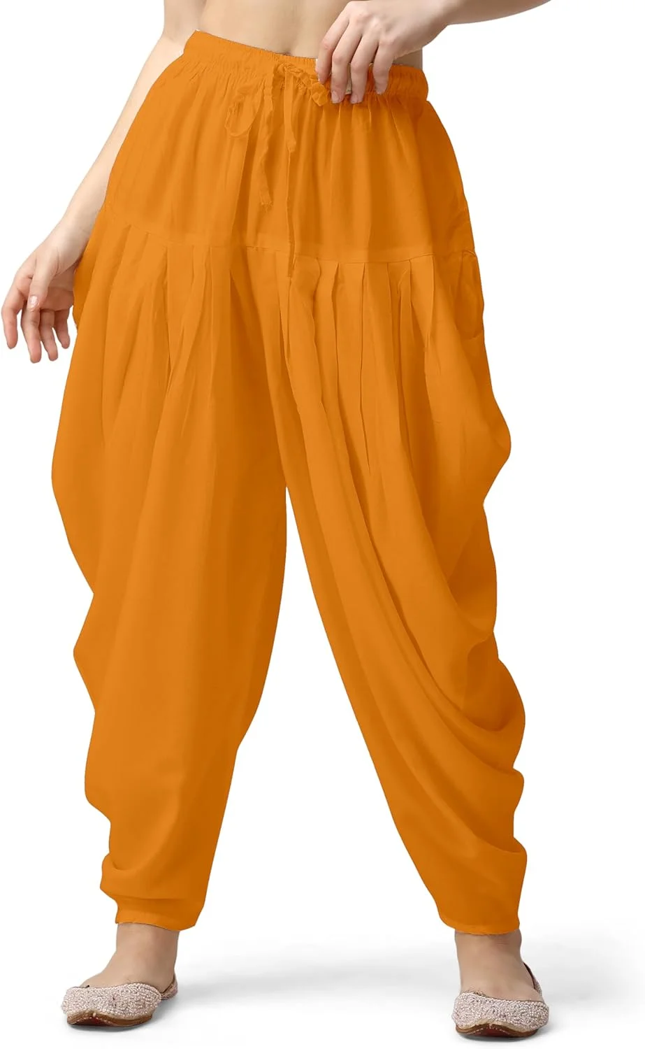 شلوار نخی پاتیالا، شلوار راحتی مدل هندی برای بانوان - زرد خردلی