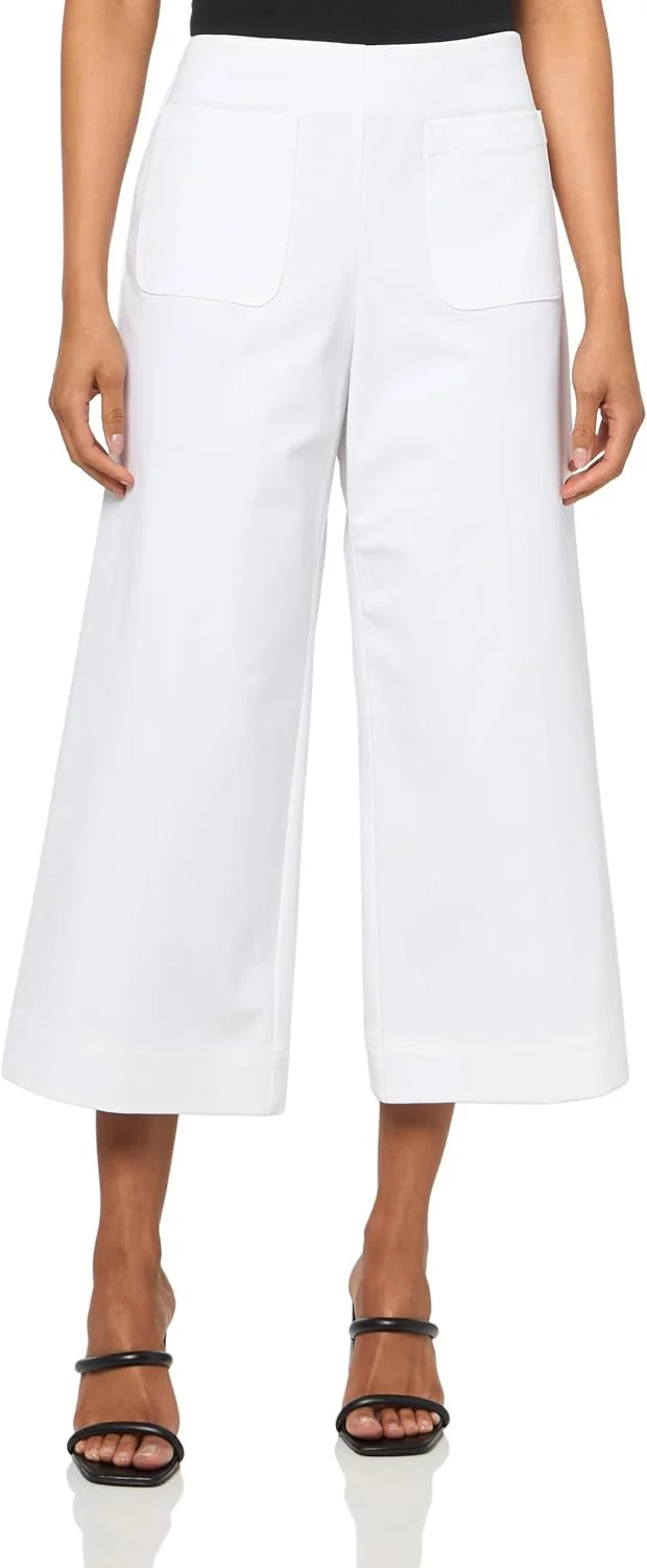 شلوار زنانه ترینا ترک، پاچه گشاد کوتاه، سفید، سایز 14