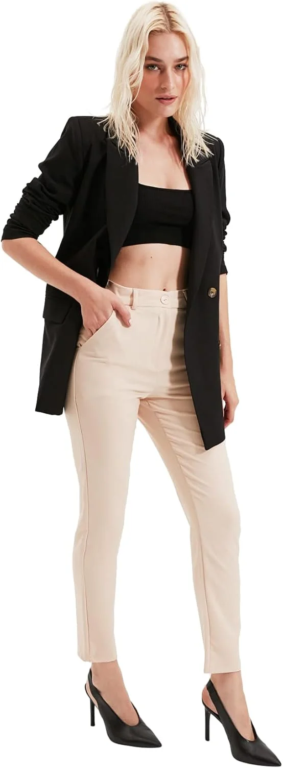 ترندیول زنانه، شلوار راسته سیگاری کمر بلند ترندیول زنانه، شلوار راسته سیگاری کمر بلند