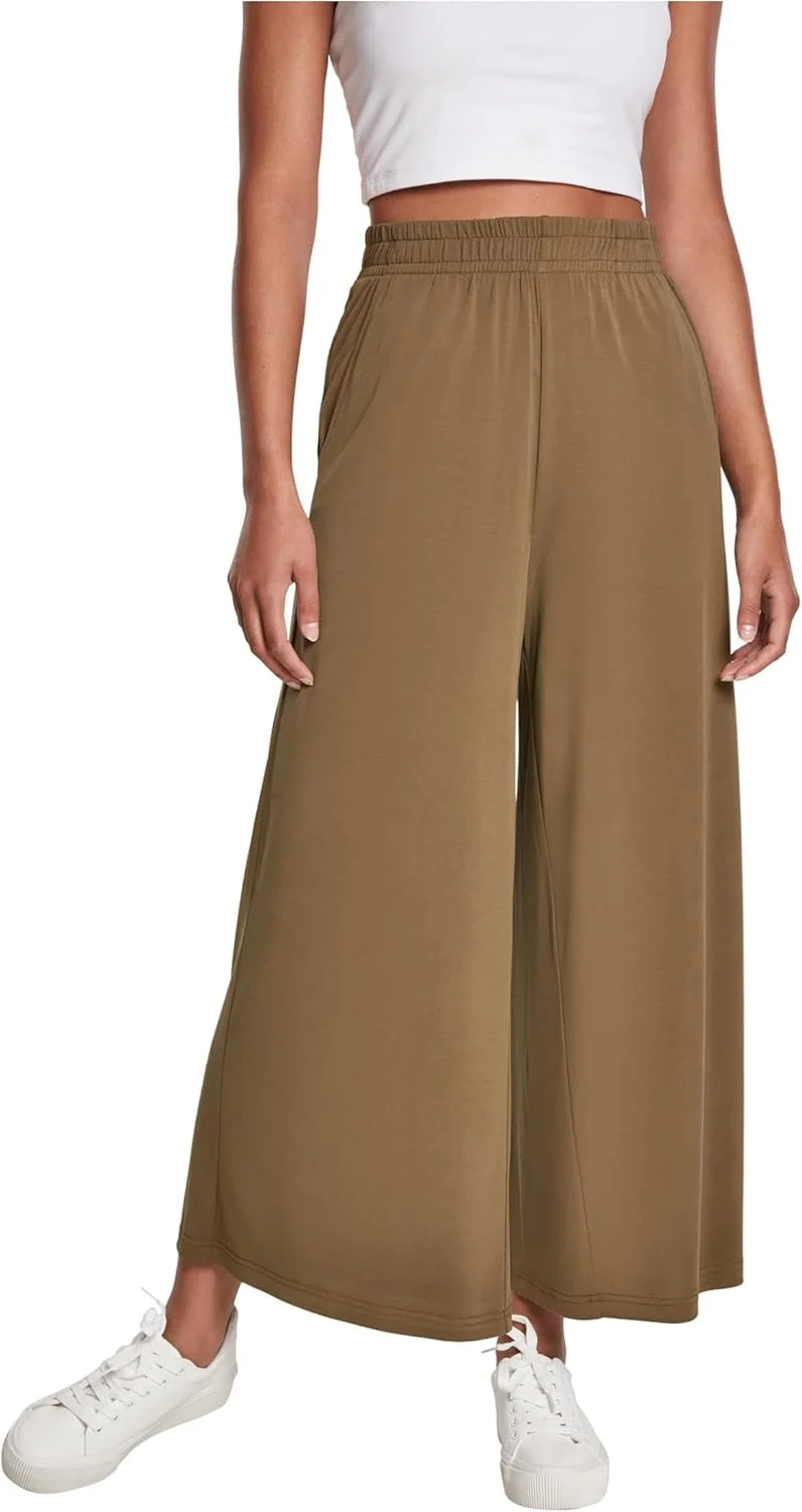 شلوارک دامن زنانه Urban Classics مدل Modal Culotte، شلوارک دامن غیررسمی زنانه قد 3/4 با کمر کشی، سایزهای XS تا 5XL