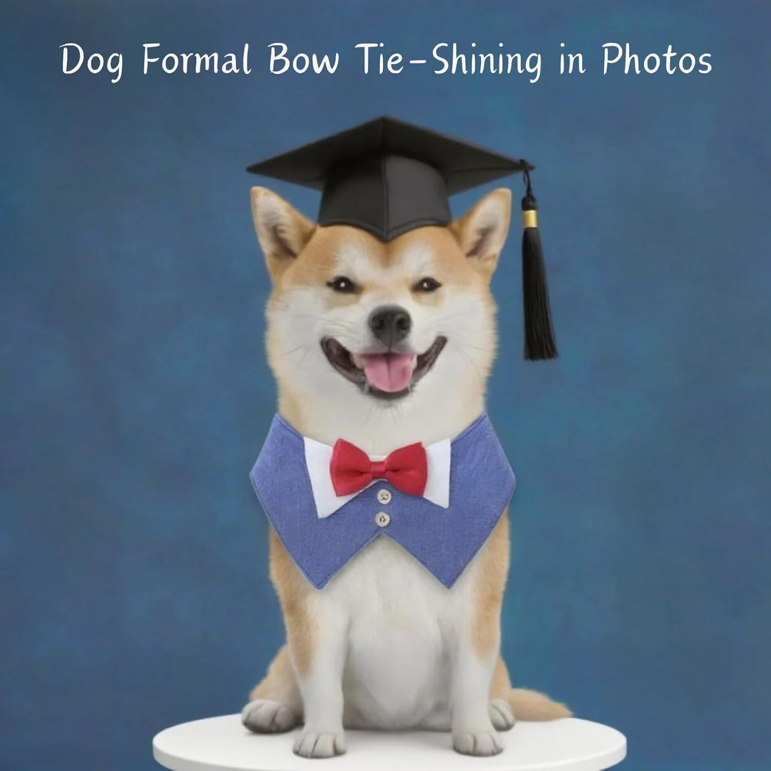 پاپیون و دستمال گردن سگ قابل تنظیم OCSOSO - لباس سگ شیک به سبک بریتانیایی برای عروسی، کریسمس، مهمانی ها | کت و شلوار تاکسیدو سگ با بست [M]