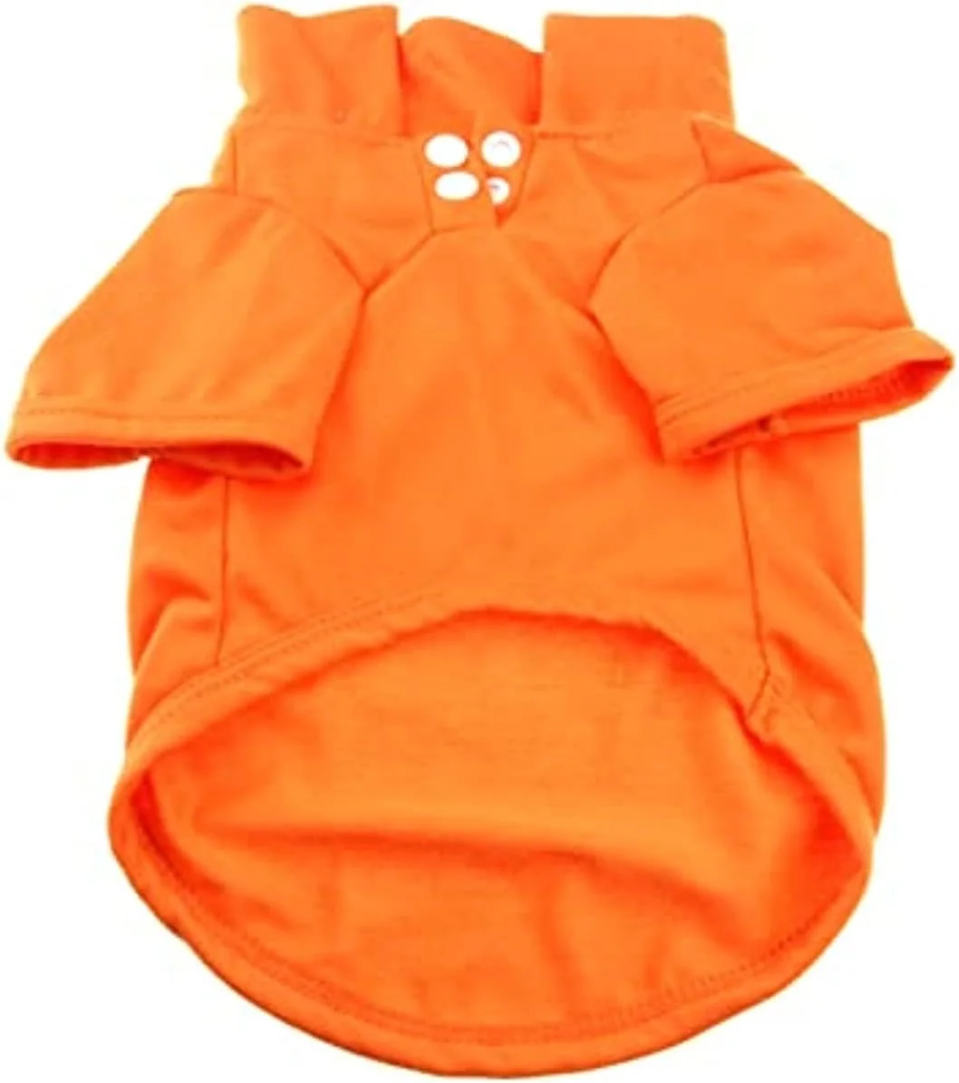 مجموعه لباس بهاره اوهانا - تی‌شرت‌های پولو با رنگ‌های یکدست زیبا و روشن برای گربه‌ها و سگ‌ها - نارنجی سایز کوچک، Pcs0012/01
