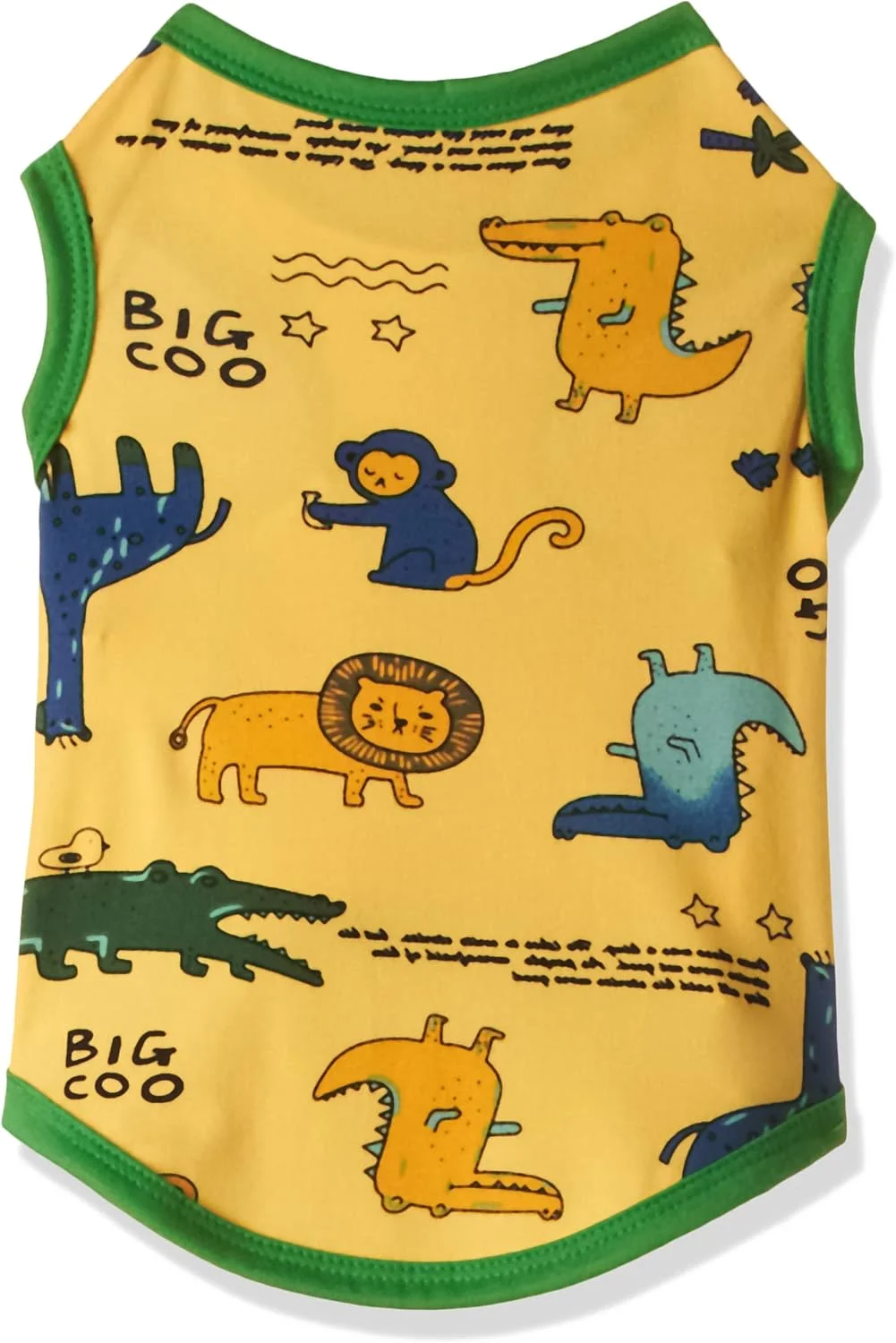 کلکسیون لباس بهاره اوهانا - لباس جلیقه ای طرح دار با یقه گرد برای گربه ها و سگ ها، طرح حیوانات زرد رنگ، سایز کوچک، PCS0021/03