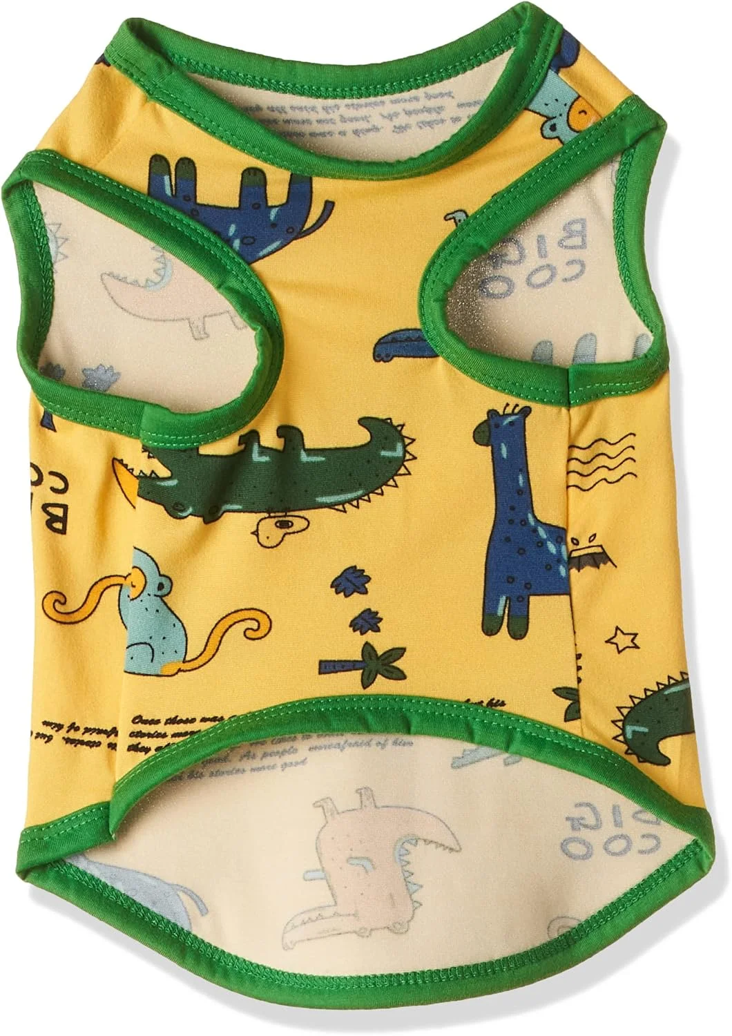 کلکسیون لباس بهاره اوهانا - لباس جلیقه ای طرح دار با یقه گرد برای گربه ها و سگ ها، طرح حیوانات زرد رنگ، سایز کوچک، PCS0021/03