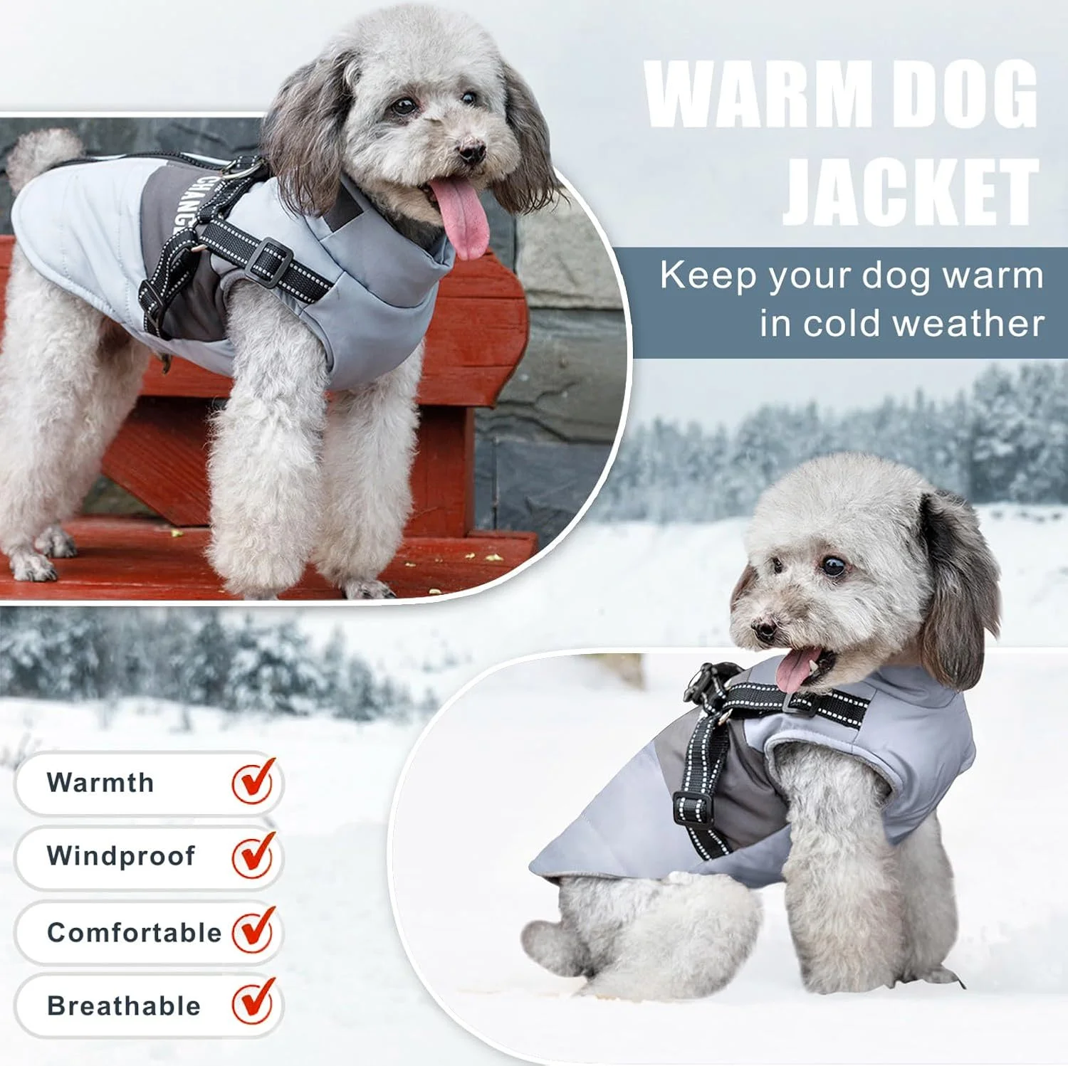 کت زمستانی سگ Oslueidy، لباس گرم سگ، لباس سگ بازتابنده، جلیقه ضد آب سگ برای هوای سرد برای سگ های کوچک و متوسط