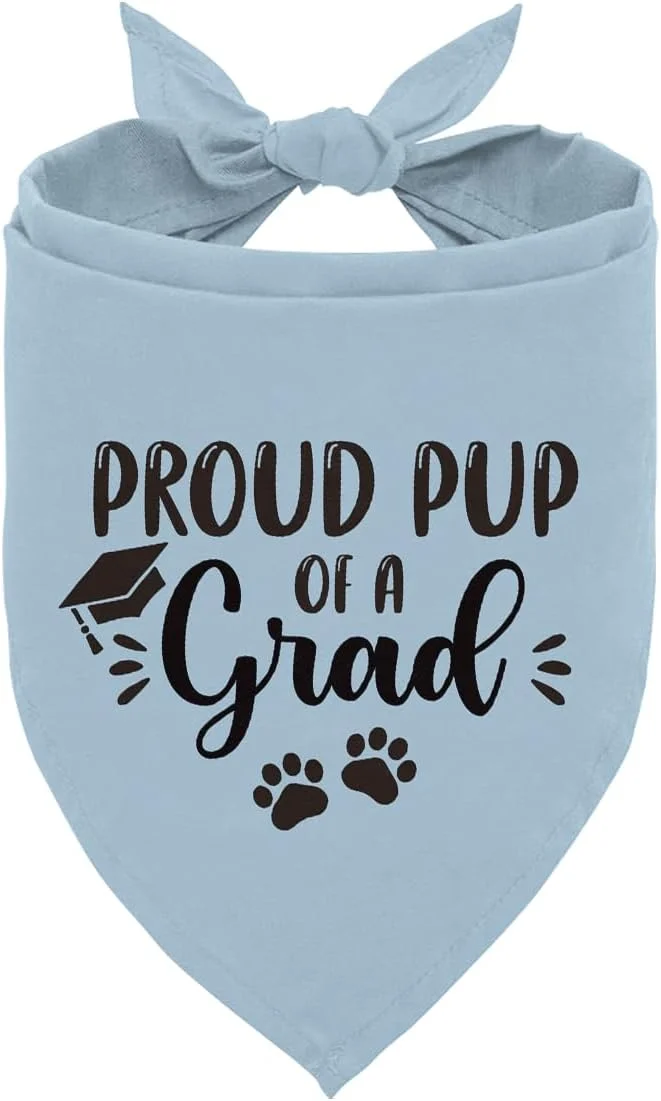 لباس و اکسسوری سگ فارغ التحصیل، دستمال گردن سگ آبی، شال گردن توله سگ برای اعلام فارغ التحصیلی، هدیه فارغ التحصیلی برای سگ های کوچک، متوسط و بزرگ
