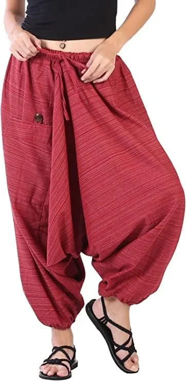 Whitewhale شلوار نخی راه راه علاءالدین گشاد بوهو هیپی مردانه و زنانه