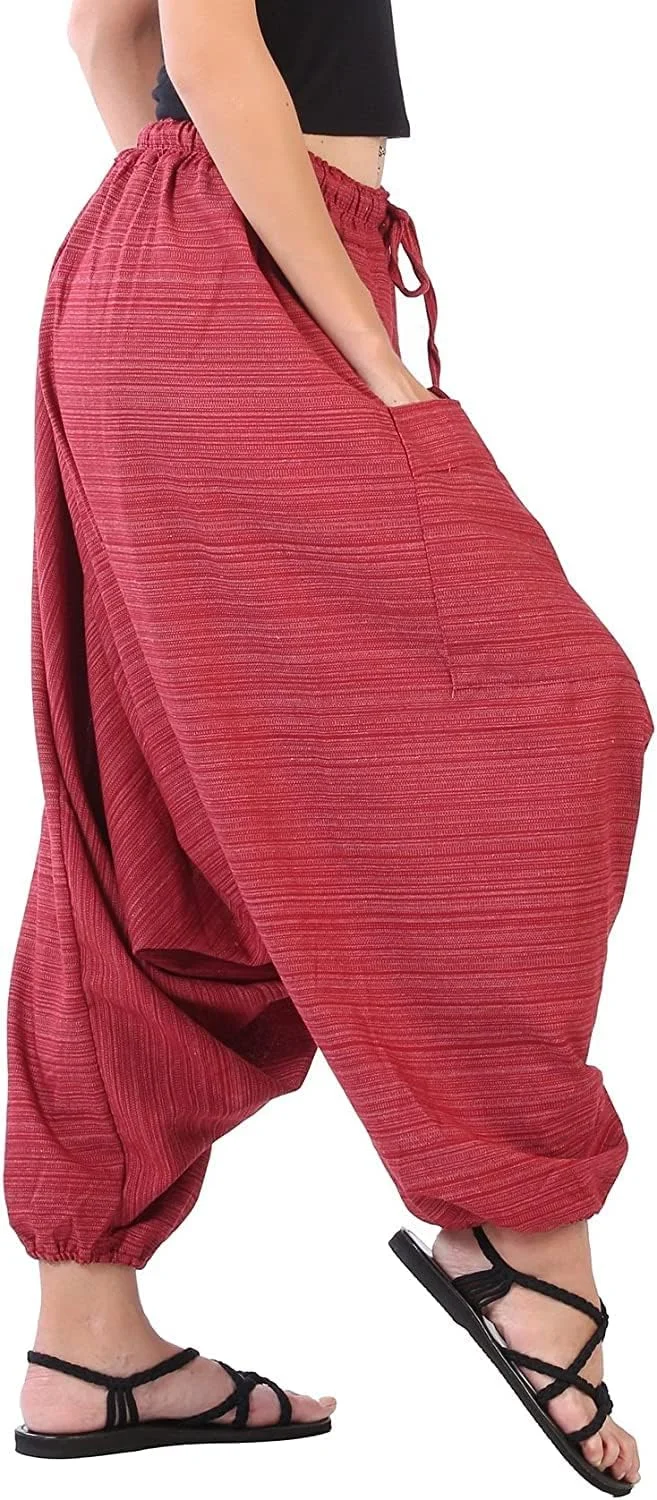 Whitewhale شلوار نخی راه راه علاءالدین گشاد بوهو هیپی مردانه و زنانه