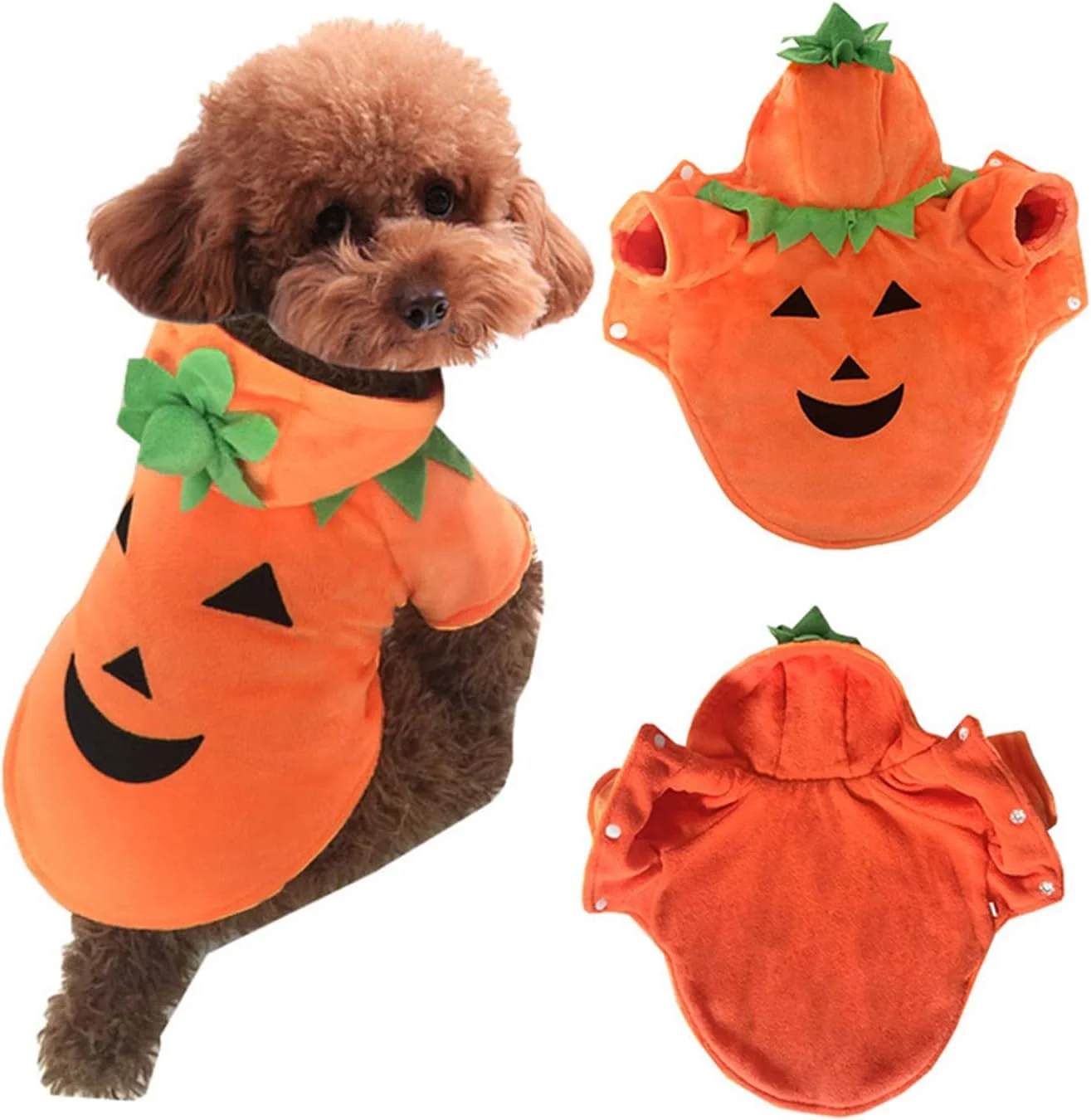 لباس هالووین سگ طرح کدو تنبل، لباس های فانتزی حیوانات خانگی، هودی پشمی گرم مناسب پاییز و زمستان برای توله سگ، لباس هالووین برای سگ ها، توله سگ ها و گربه ها (L)