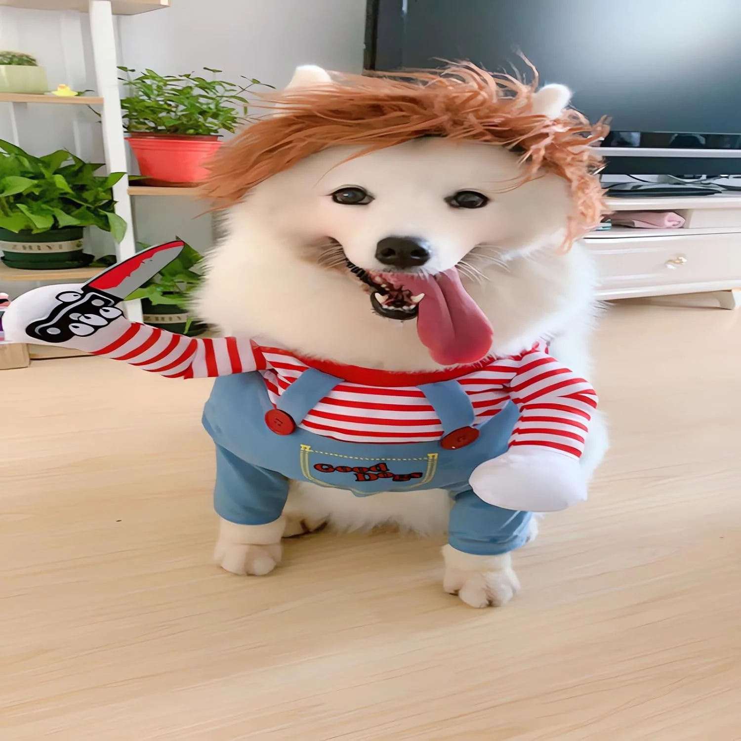 لباس هالووین سگ، لباس عروسکی ترسناک حیوانات خانگی، لباس های خنده دار هالووین، لباس های زیبای سگ، لباس مهمانی سگ گربه توله سگ، لباس تعطیلات لباس هالووین جالب سگ (S)