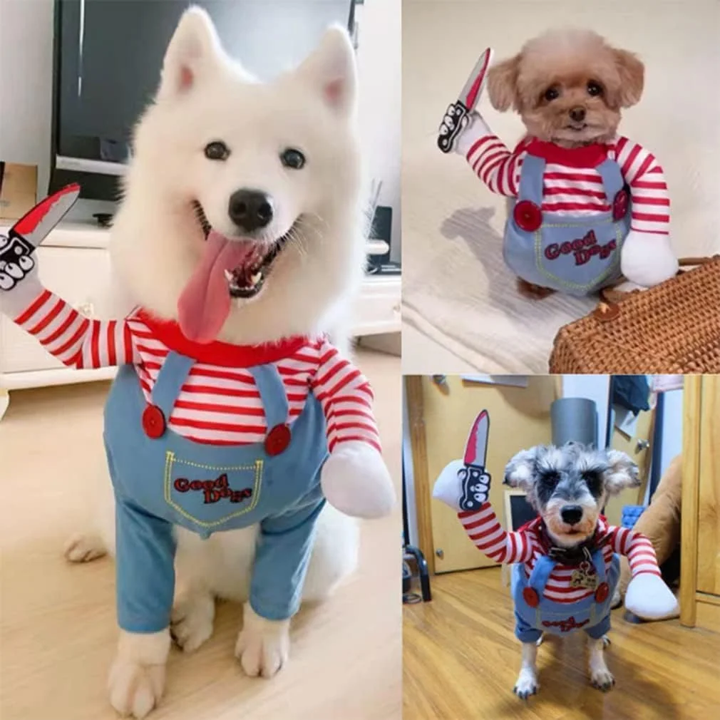 لباس هالووین سگ، لباس عروسکی ترسناک حیوانات خانگی، لباس های خنده دار هالووین، لباس های زیبای سگ، لباس مهمانی سگ گربه توله سگ، لباس تعطیلات لباس هالووین جالب سگ (S)
