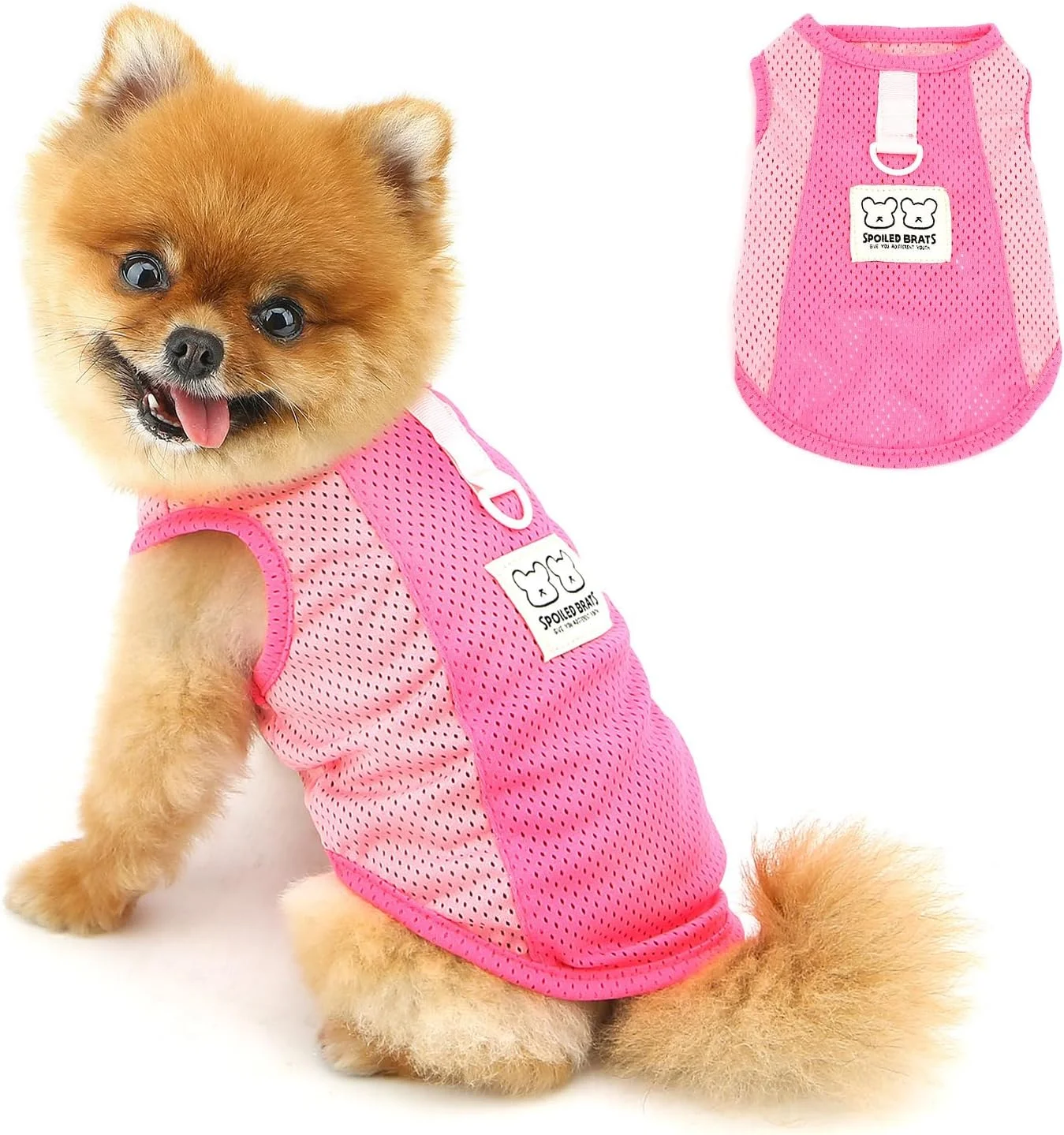 تی‌شرت توری تنفسی PAIDEFUL برای سگ‌های کوچک، جلیقه خنک تابستانی سگ، تی‌شرت نرم و سبک توله سگ، تاپ بدون آستین حیوانات خانگی، لباس‌های راحت چی‌واوا، لباس گربه با حلقه D، صورتی، XS