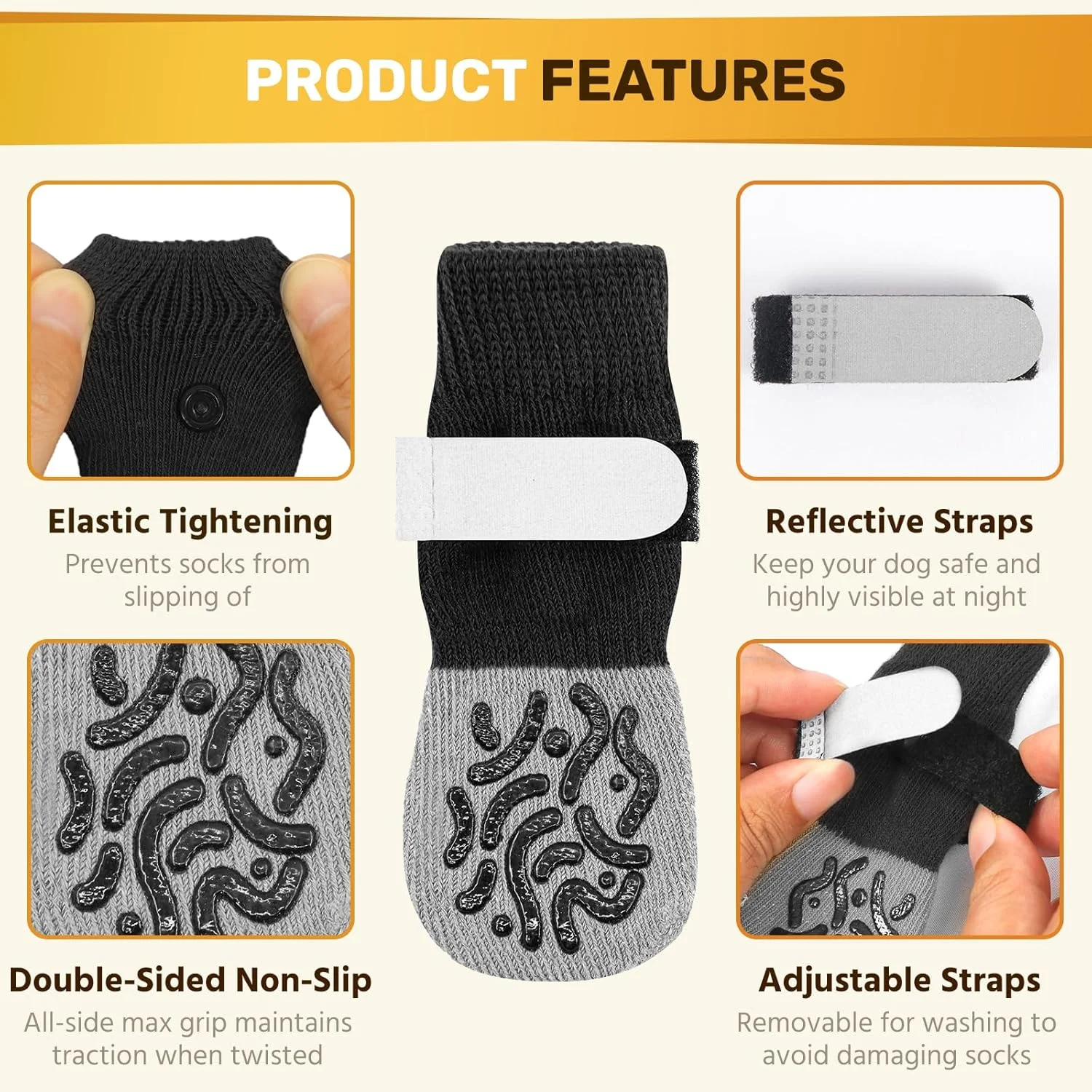 2 جفت جوراب سگ ضد لغزش برای جلوگیری از لیسیدن پنجه، محافظ پنجه سگ، جوراب سگ با چسبندگی قوی، چکمه و کفش سگ قابل تنظیم برای سگ های مسن، مناسب برای سطوح چوبی، استفاده در داخل و خارج از خانه 2 جفت جوراب سگ ضد لغزش برای جلوگیری از لیسیدن پنجه، محافظ پنجه سگ، جوراب سگ با چسبندگی قوی، چکمه و کفش سگ قابل تنظیم برای سگ های مسن، مناسب برای سطوح چوبی، استفاده در داخل و خارج از خانه