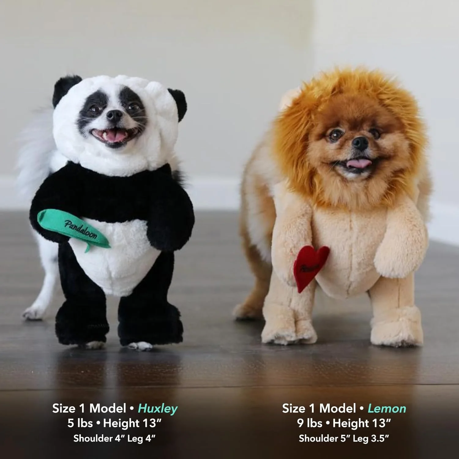 لباس حیوانات خانگی طرح پاندالون - خرس تدی متحرک با دست ها (پاندا، سایز 2 (قد 38-40 سانتی متر در بالای سر، دور سینه <40 سانتی متر))