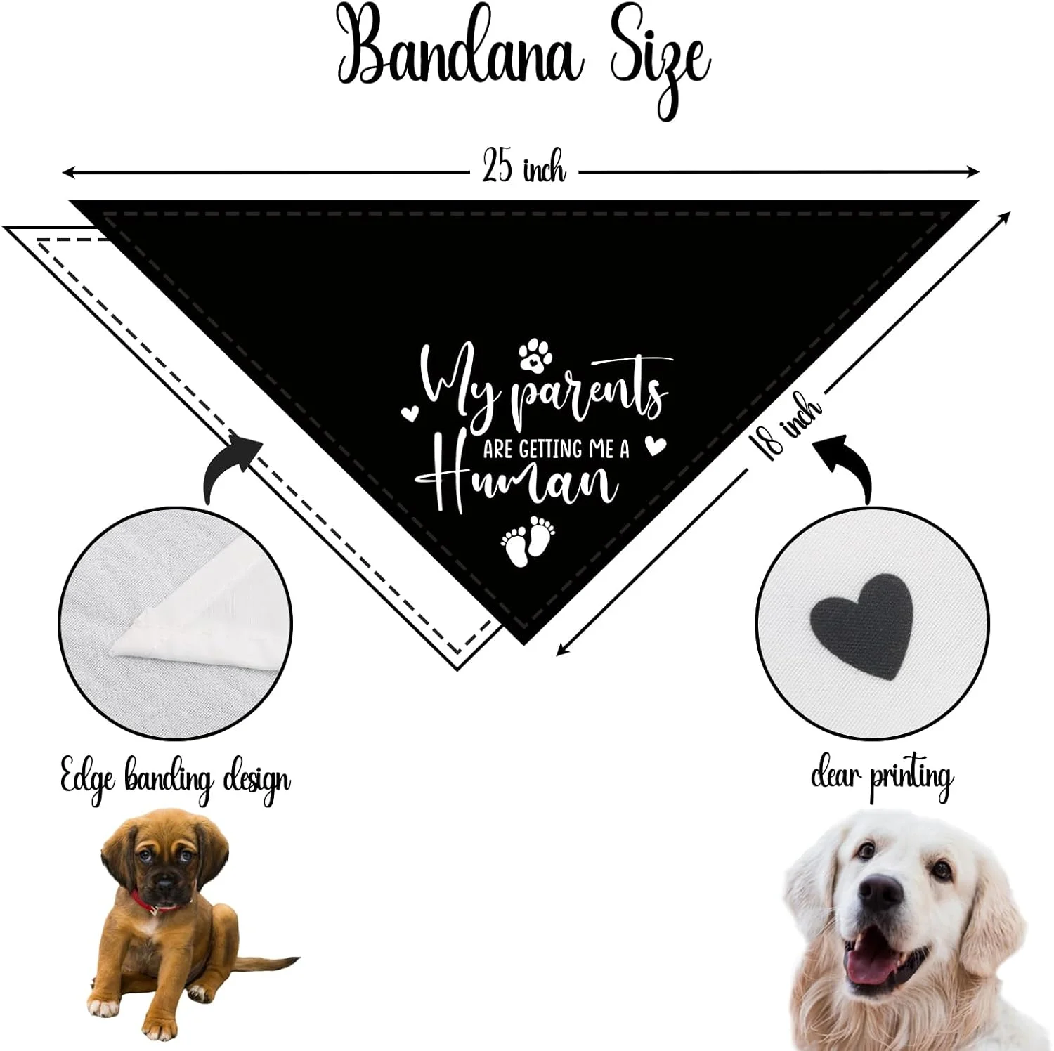 دو عدد دستمال گردن سگ با طرح "والدینم یک انسان به من هدیه می دهند"، دستمال گردن سگ برای اعلام بارداری، روسری حیوانات خانگی برای سگ ها و گربه های کوچک و متوسط دو عدد دستمال گردن سگ با طرح "والدینم یک انسان به من هدیه می دهند"، دستمال گردن سگ برای اعلام بارداری، روسری حیوانات خانگی برای سگ ها و گربه های کوچک و متوسط