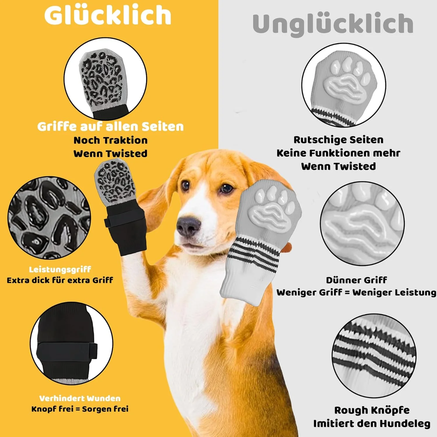 ست جوراب سگ غیر لغزنده PangWuu شامل 8 عدد، کفش سگ با محافظت از پنجه برای فضای باز، جوراب سگ غیر لغزنده برای آسیب دیدگی و محافظت در برابر نشت، 4 عدد سایز بزرگ طرح پلنگی و 4 عدد سایز متوسط طرح کرم ابریشم