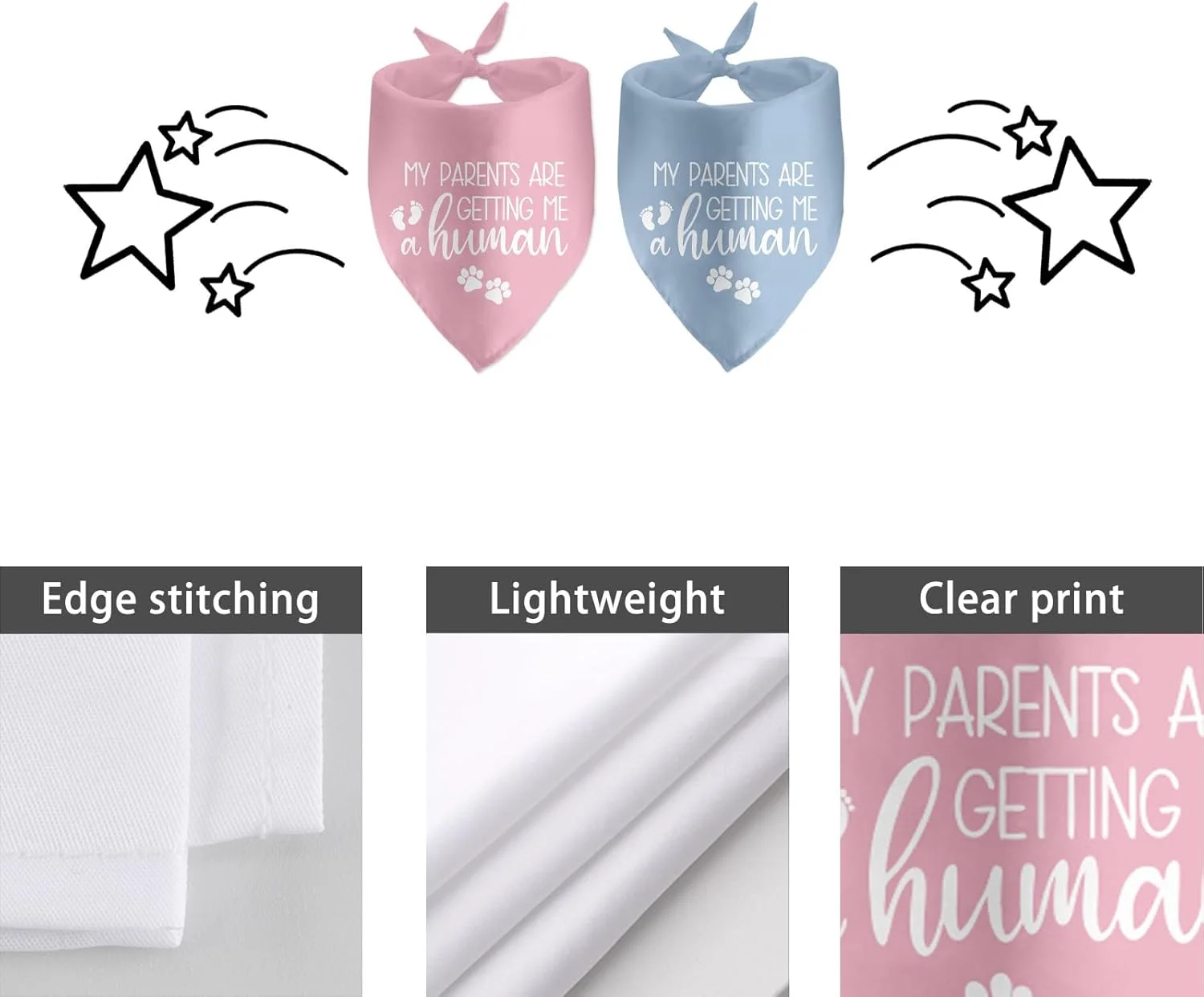 دو بسته دستمال گردن سگ با طرح "والدینم دارند یک انسان به من هدیه میدهند"، لوازم جانبی حیوانات خانگی برای دوستداران سگ، ایدههای رونمایی دو بسته دستمال گردن سگ با طرح "والدینم دارند یک انسان به من هدیه میدهند"، لوازم جانبی حیوانات خانگی برای دوستداران سگ، ایدههای رونمایی