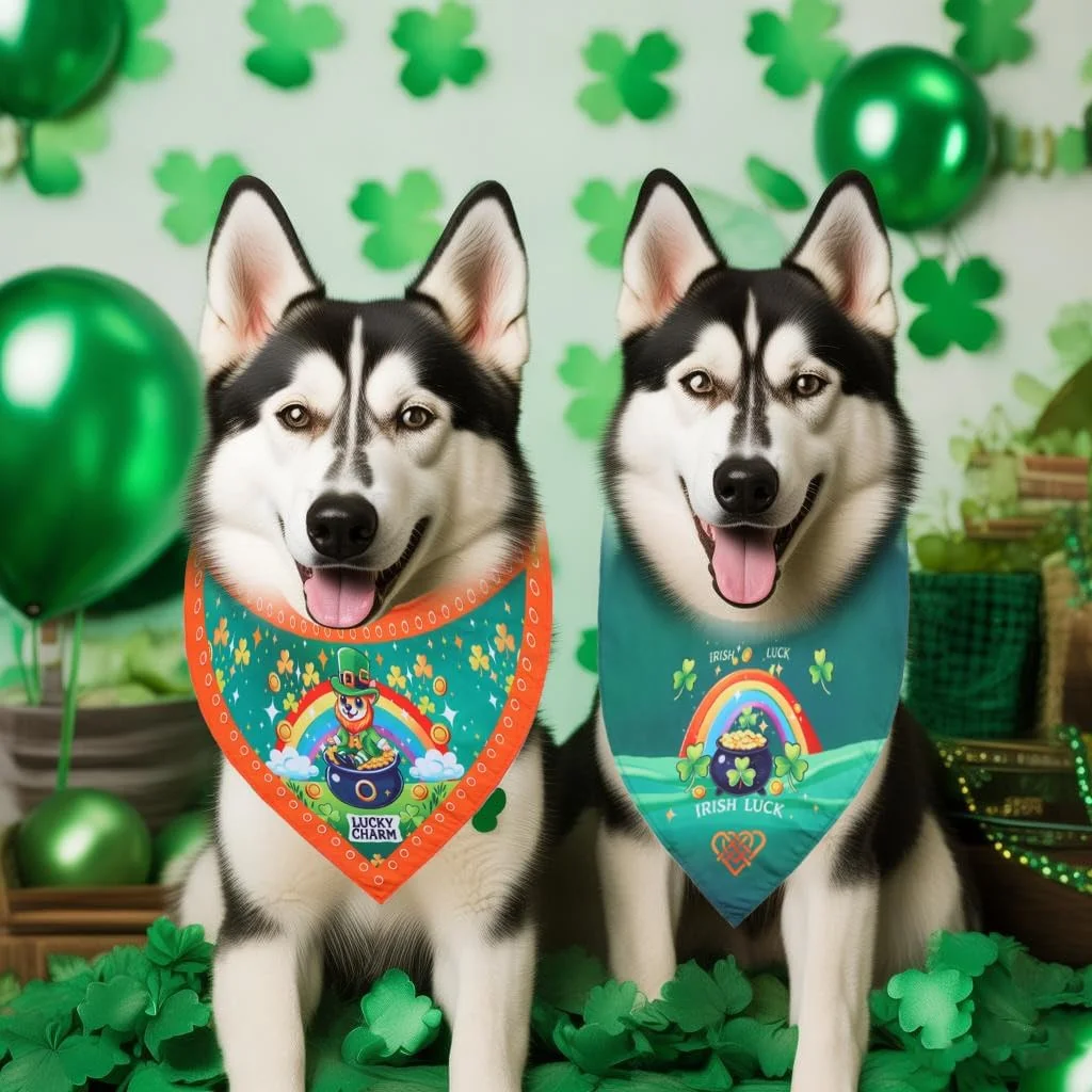 دستمال گردن سگ برای روز سنت پاتریک، بسته 2 عددی دستمال گردن بزرگ سگ برای تعطیلات، دستمال گردن مثلثی دو طرفه برای حیوانات خانگی در روز سنت پاتریک، طرح چاپی دوست داشتنی، دستمال گردن برای سگ های بزرگ