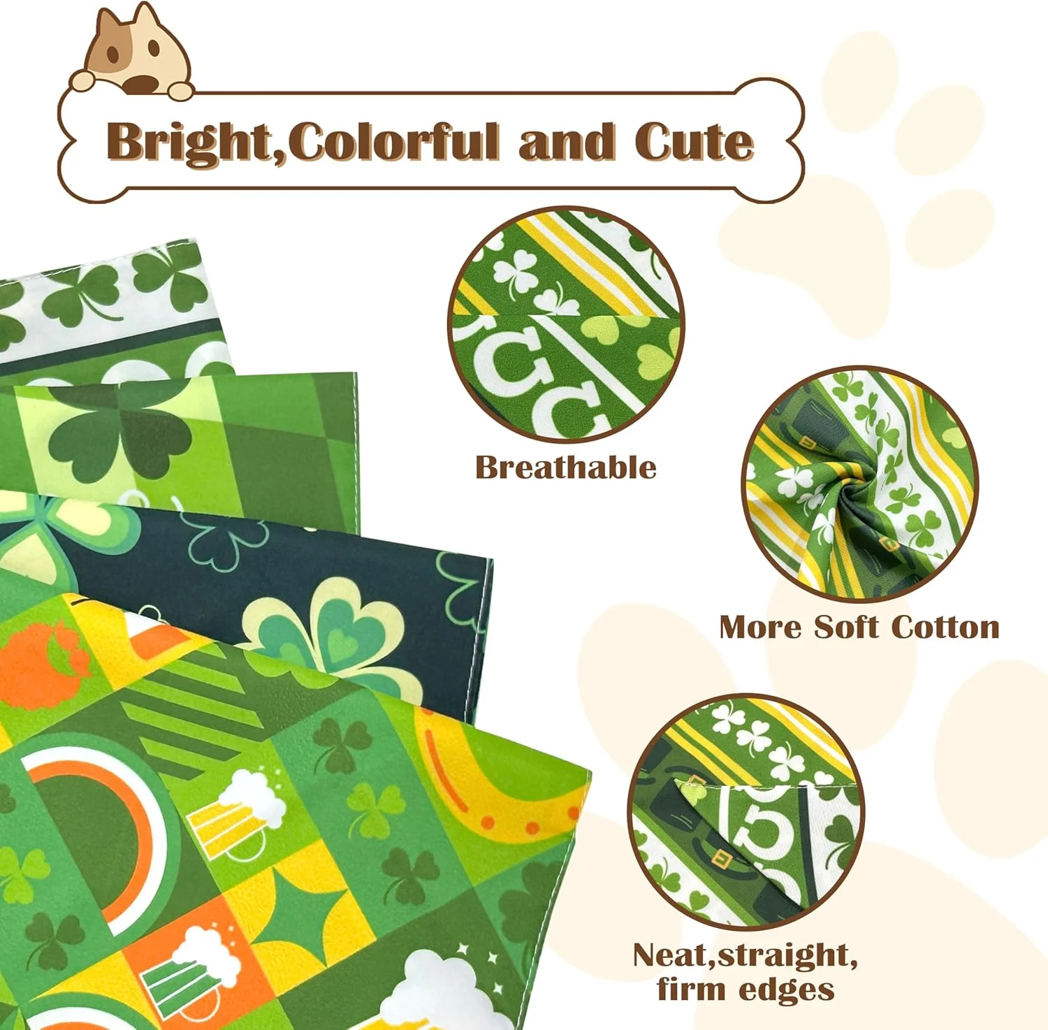 دو عدد دستمال گردن سگ برای روز سنت پاتریک، دستمال گردن سگ دخترانه پسرانه، شال سگ خنده دار روز سنت پاتریک، طراحی مد روز مناسب برای سگ های سایز متوسط، هدیه عالی برای حیوانات خانگی در تعطیلات دو عدد دستمال گردن سگ برای روز سنت پاتریک، دستمال گردن سگ دخترانه پسرانه، شال سگ خنده دار روز سنت پاتریک، طراحی مد روز مناسب برای سگ های سایز متوسط، هدیه عالی برای حیوانات خانگی در تعطیلات