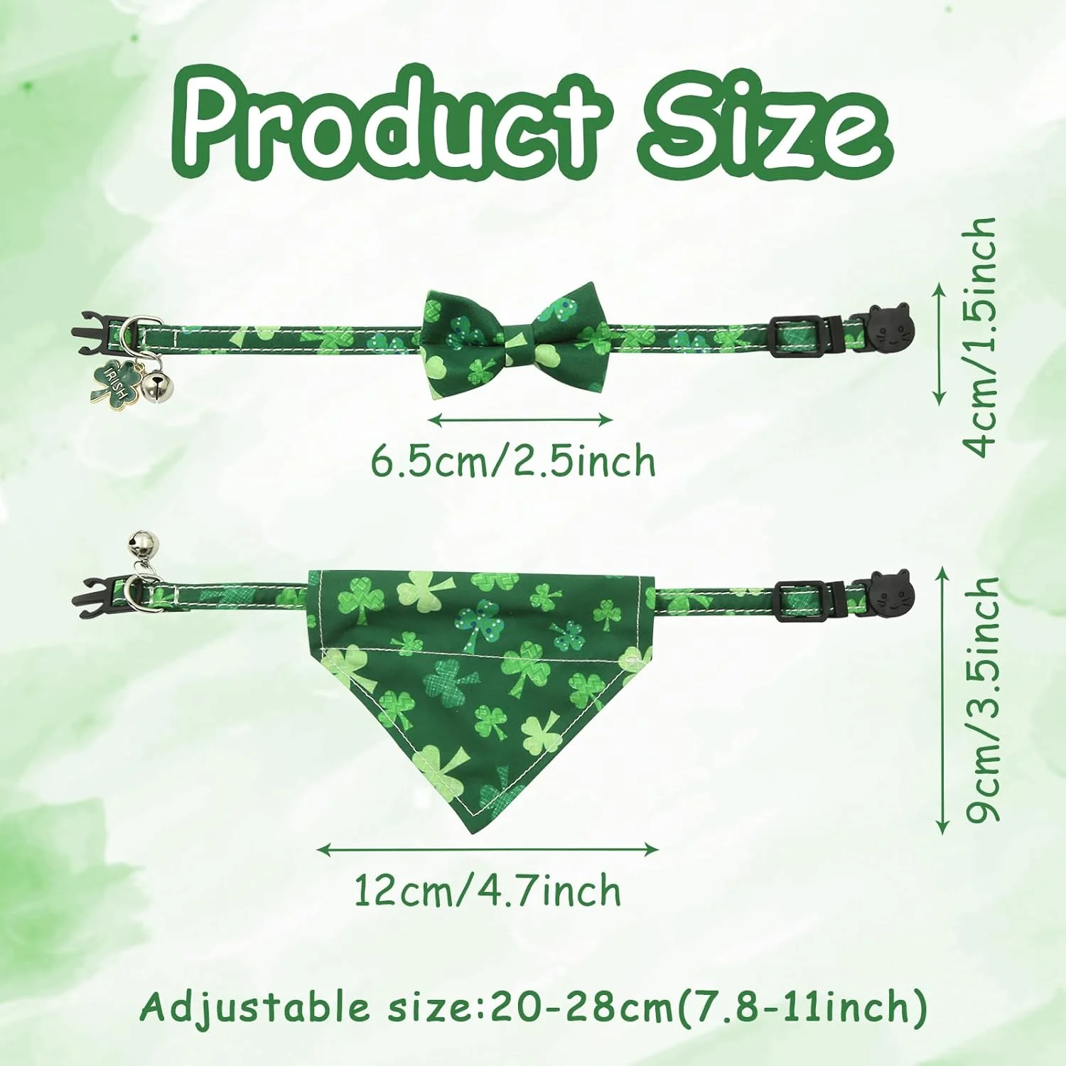 ست لباس سگ روز سنت پاتریک، قلاده توله سگ با پاپیون و دستمال گردن سگ سبز ایرلندی، لوازم جانبی قابل تنظیم برای لباس مهمانی گربه توله سگ ست لباس سگ روز سنت پاتریک، قلاده توله سگ با پاپیون و دستمال گردن سگ سبز ایرلندی، لوازم جانبی قابل تنظیم برای لباس مهمانی گربه توله سگ