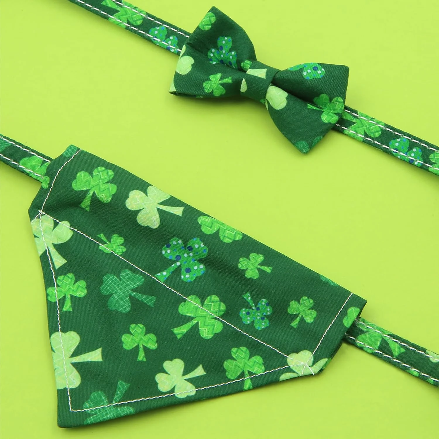 ست لباس سگ روز سنت پاتریک، قلاده توله سگ با پاپیون و دستمال گردن سگ سبز ایرلندی، لوازم جانبی قابل تنظیم برای لباس مهمانی گربه توله سگ ست لباس سگ روز سنت پاتریک، قلاده توله سگ با پاپیون و دستمال گردن سگ سبز ایرلندی، لوازم جانبی قابل تنظیم برای لباس مهمانی گربه توله سگ