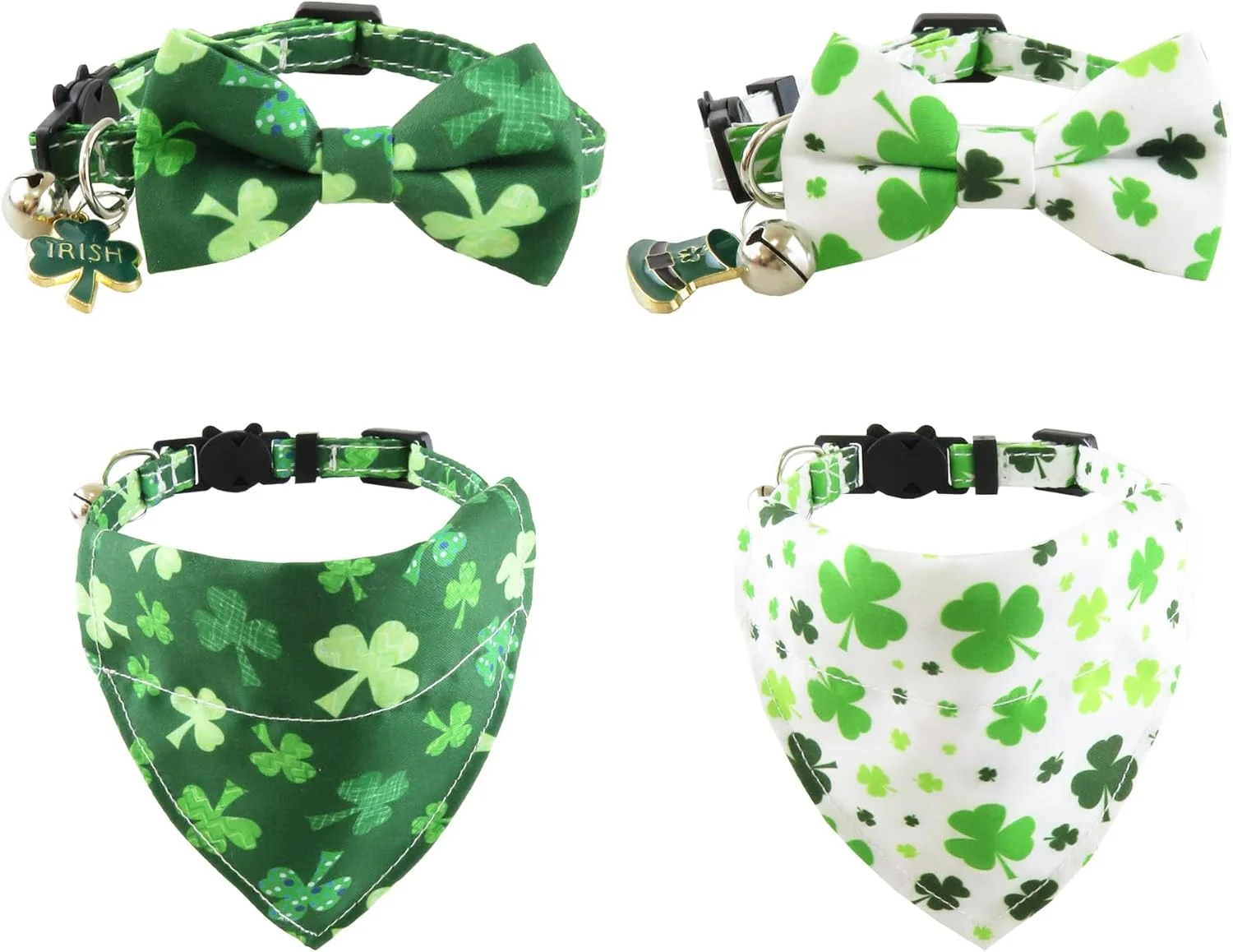 ست لباس سگ برای روز سنت پاتریک شامل قلاده پاپیون و دستمال گردن سگ، لوازم جانبی قابل تنظیم برای حیوانات خانگی، سگ، گربه، مهمانی، لباس فانتزی، لباس مبدل سبز