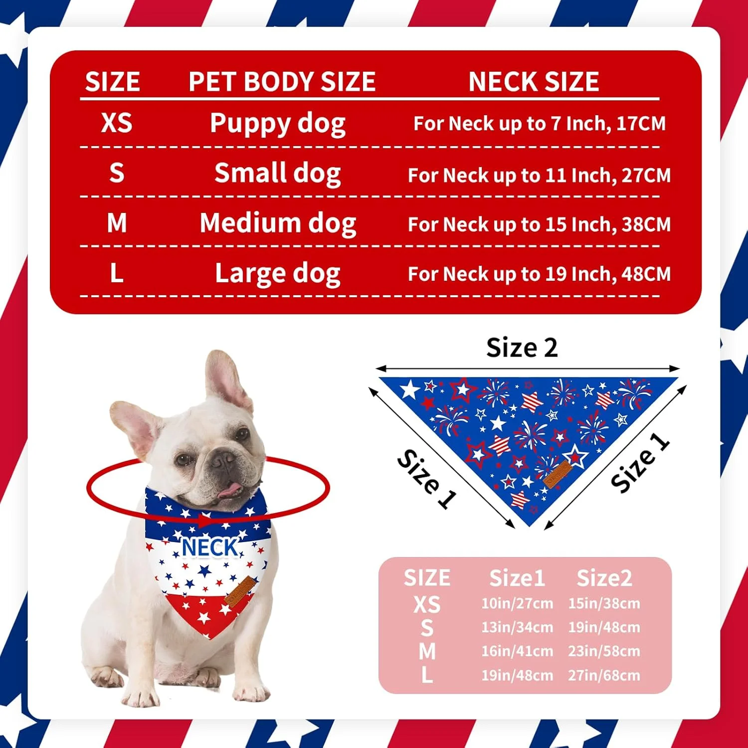دو عدد دستمال گردن سگ با طرح میهنی، روسری مثلثی دو طرفه، طرح ستاره و راه راه پرچم آمریکا، لوازم جانبی لباس حیوانات خانگی برای سگ ها و گربه ها