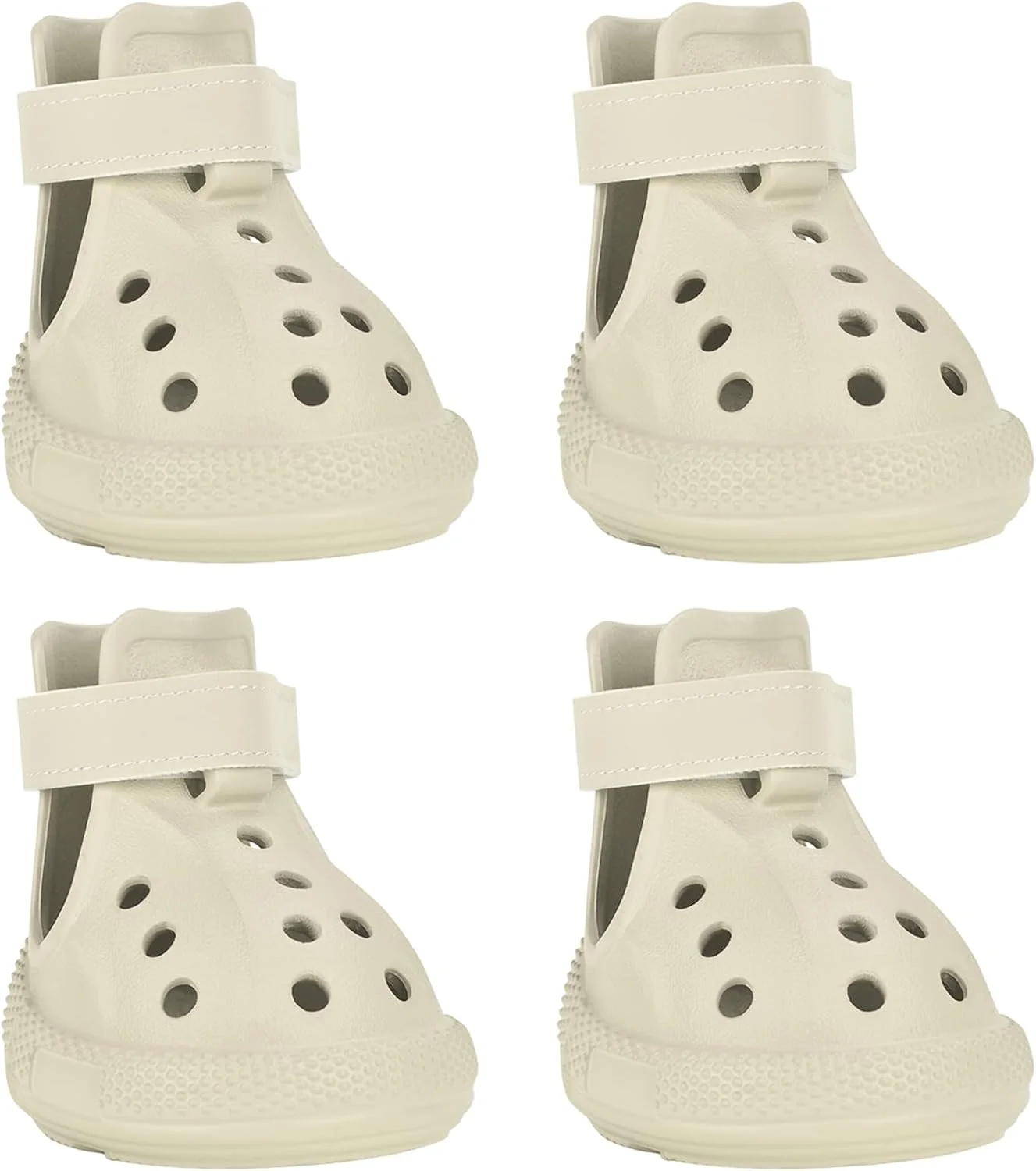 کفش سگ، صندل سگ برای پیاده‌روهای داغ، چکمه‌های تنفسی مقاوم در برابر آب، محافظ پنجه ضد لغزش، چکمه‌های بارانی سگ با بند قابل تنظیم برای ساحل تابستانی و روزهای بارانی (بژ)