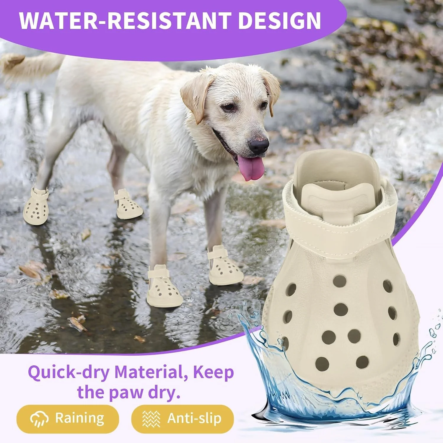 کفش سگ، صندل سگ برای پیادهروهای داغ، چکمههای تنفسی مقاوم در برابر آب، محافظ پنجه ضد لغزش، چکمههای بارانی سگ با بند قابل تنظیم برای ساحل تابستانی و روزهای بارانی (بژ) کفش سگ، صندل سگ برای پیادهروهای داغ، چکمههای تنفسی مقاوم در برابر آب، محافظ پنجه ضد لغزش، چکمههای بارانی سگ با بند قابل تنظیم برای ساحل تابستانی و روزهای بارانی (بژ)