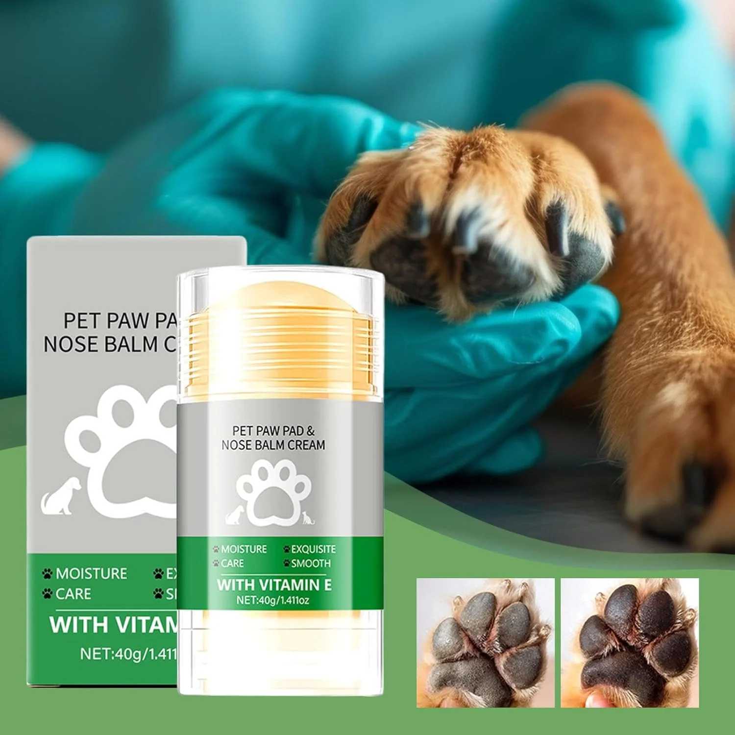 مرطوب کننده پنجه سگ - کرم استیکی قابل حمل 40 گرمی پنجه سگ - تسکین دهنده محافظ توله سگ ایمن برای لیسیدن، پماد طبیعی، مراقبت از پد پای گربه برای سگ ها و گربه ها