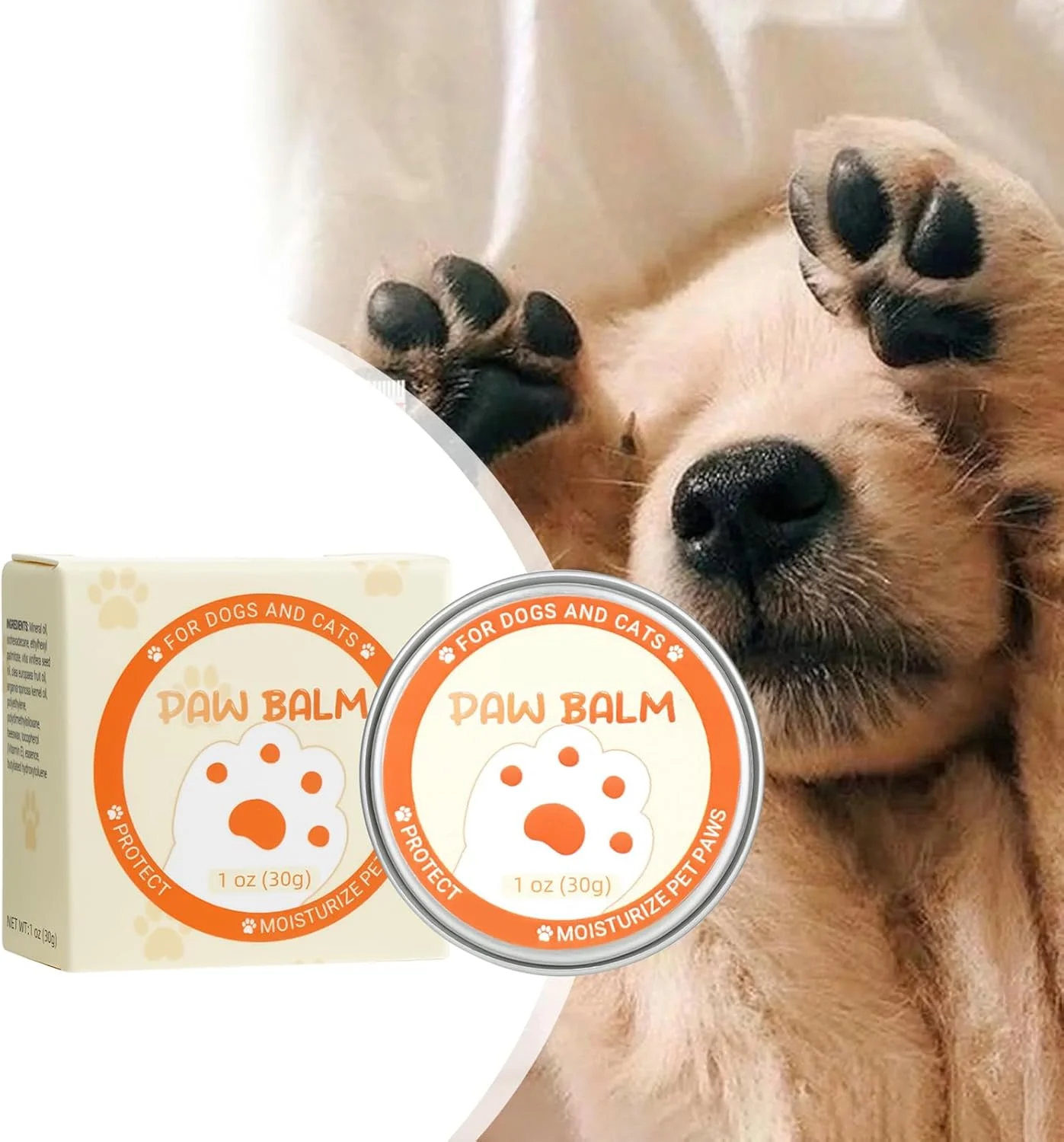 مرهم پنجه سگ، لوسیون و موم تسکین دهنده پنجه برای سگ ها - لوسیون 30 گرمی برای پنجه های خشک، ترک خورده و آسیب دیده، بینی یا پوزه خشک، مراقبت از حیوانات خانگی مناسب سفر، کمپینگ، پیاده روی، سفر، ساحل، فضای باز