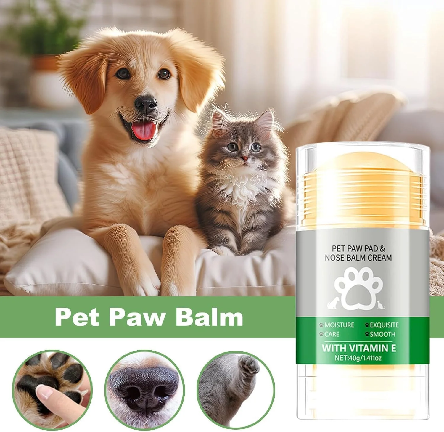 کرم محافظ پنجه سگ - کرم پنجه سگ 40 گرمی با رایحه چای سبز، تسکین دهنده و محافظ توله سگ، پماد طبیعی، مراقبت از پنجه پای گربه برای سگ ها و گربه ها